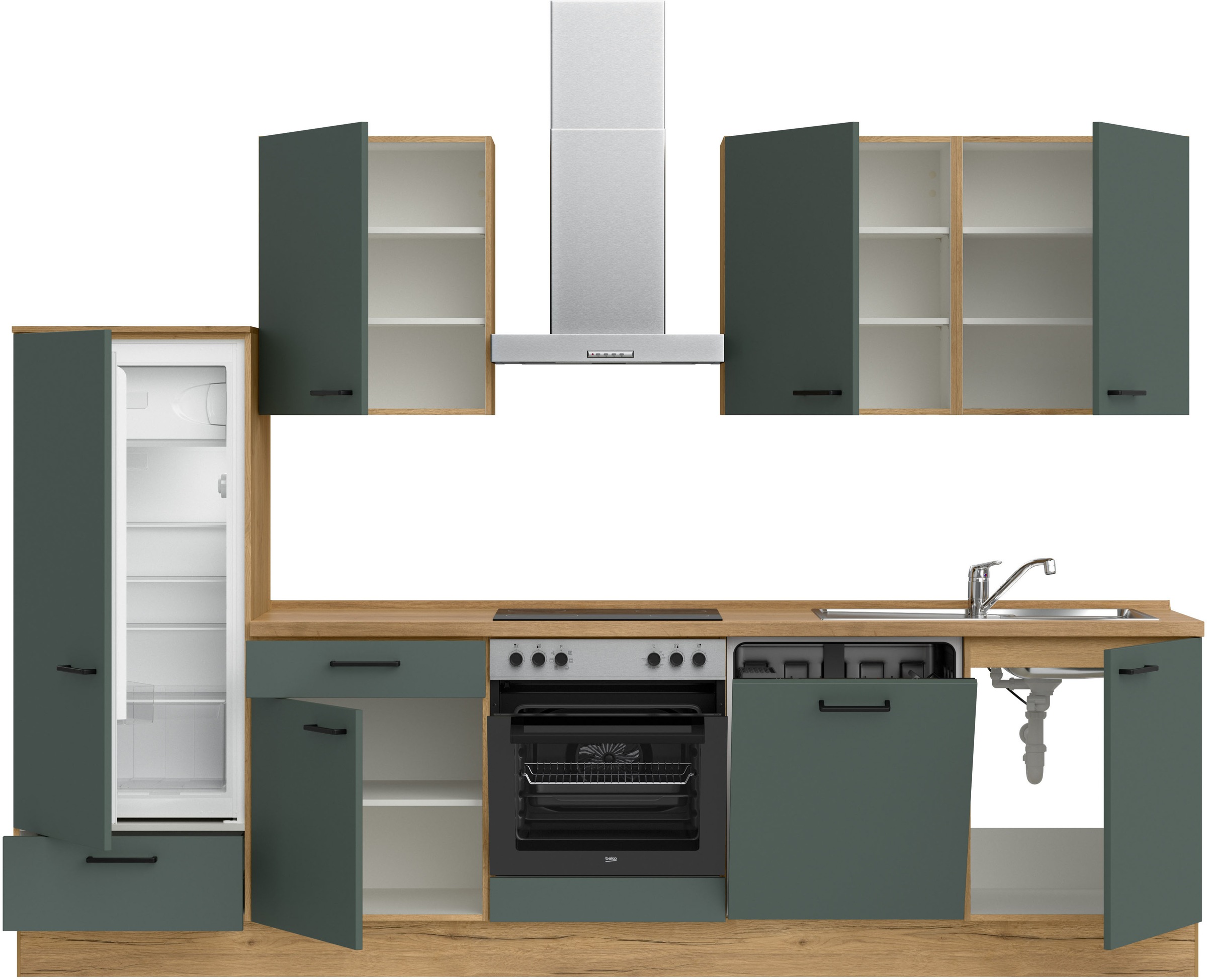 nobilia® Küchenzeile »"Easytouch I"«, vormontiert, Ausrichtung wählbar, Breite 300 cm, wahlw. mit E-Geräten