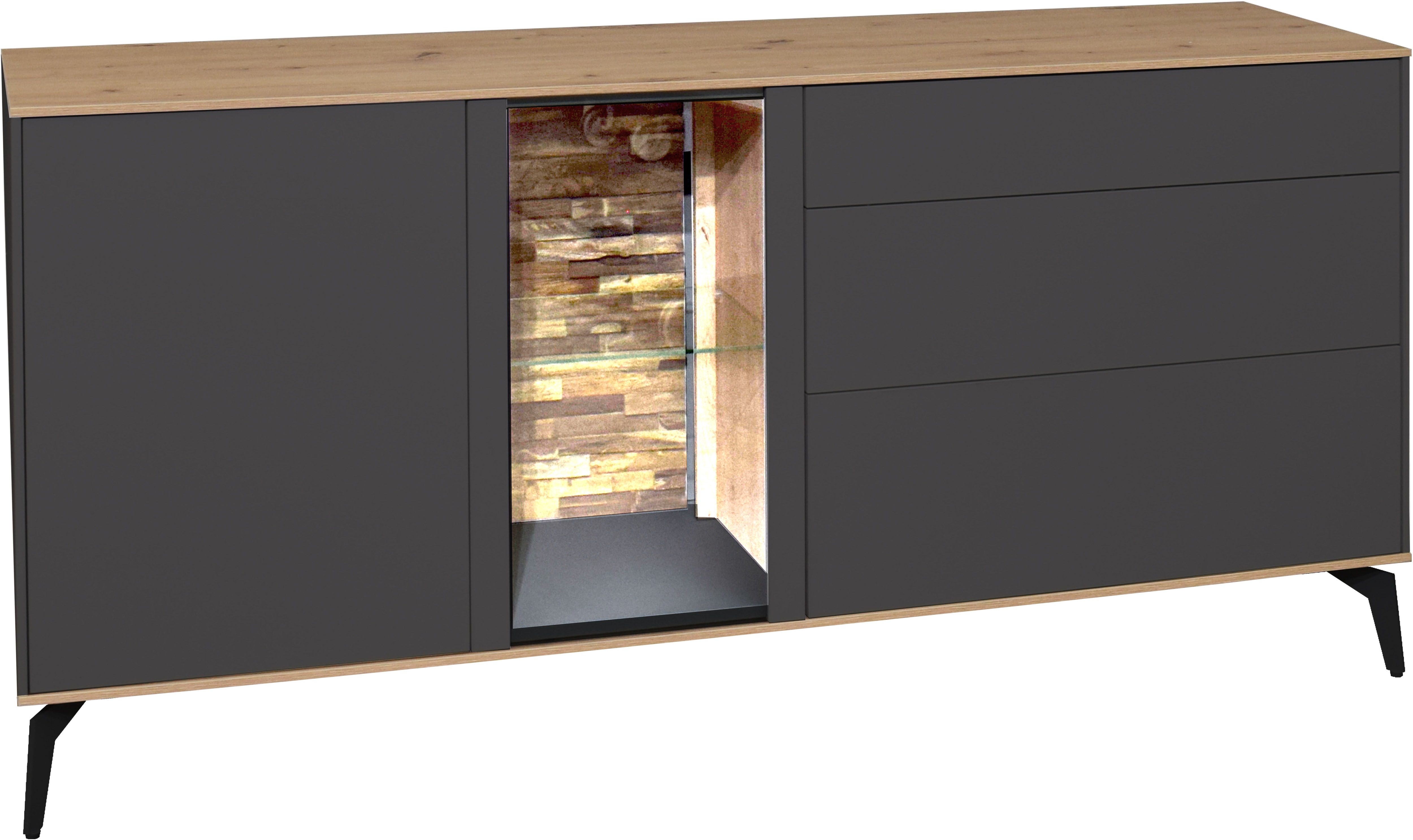 Thumbnail - Mäusbacher Lowboard Faro Lowboard B 169 cm, inkl.Beleuchtung, Push to open, Metallfüße