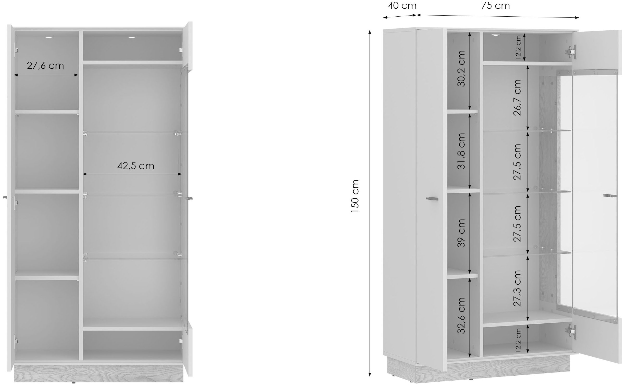 Home affaire Vitrine moderne Vitrine, Breite ca.75 cm, Eckverglasung