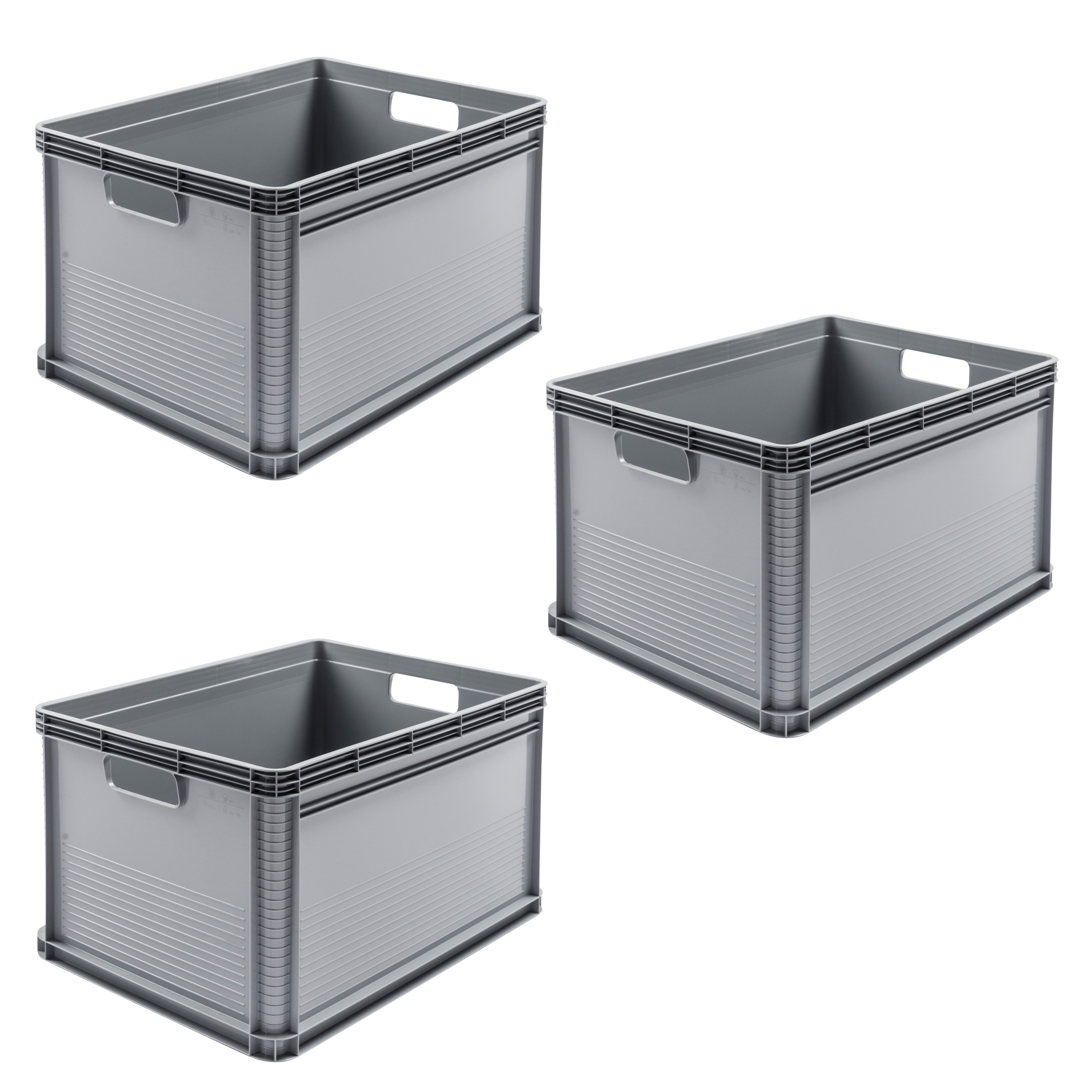 keeeper Transportbehälter "Transportbox robert, 3er Set, 64 L, 60 x 40 x 32 cm" 40 cm breit 32 cm hoch 60 cm lang Set, 3 Stk. tlg. säure- und laugenbeständig, 60 kg Tragkraft