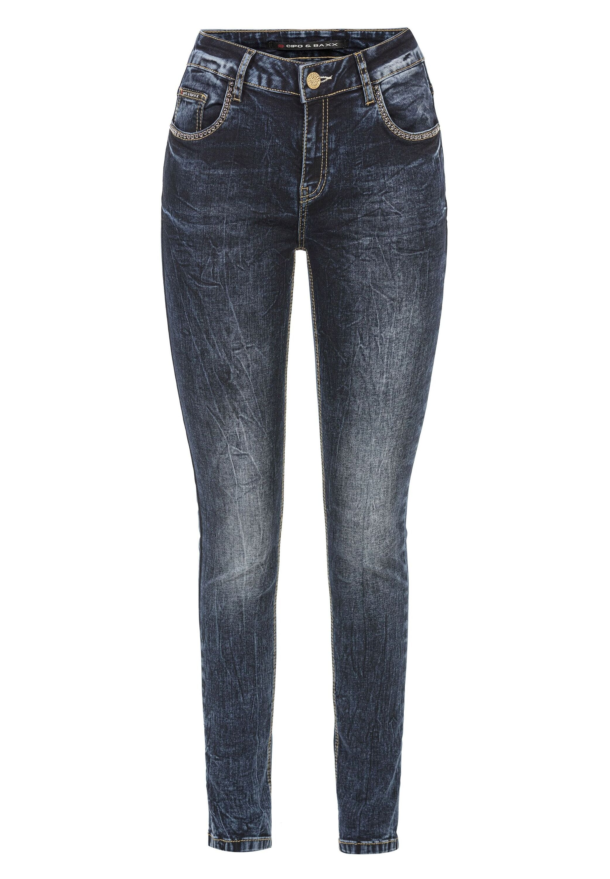 Cipo & Baxx 5-Pocket-Jeans "Cipo & Baxx Jeans" mit dezenter Waschung und coolen Nieten, WD460