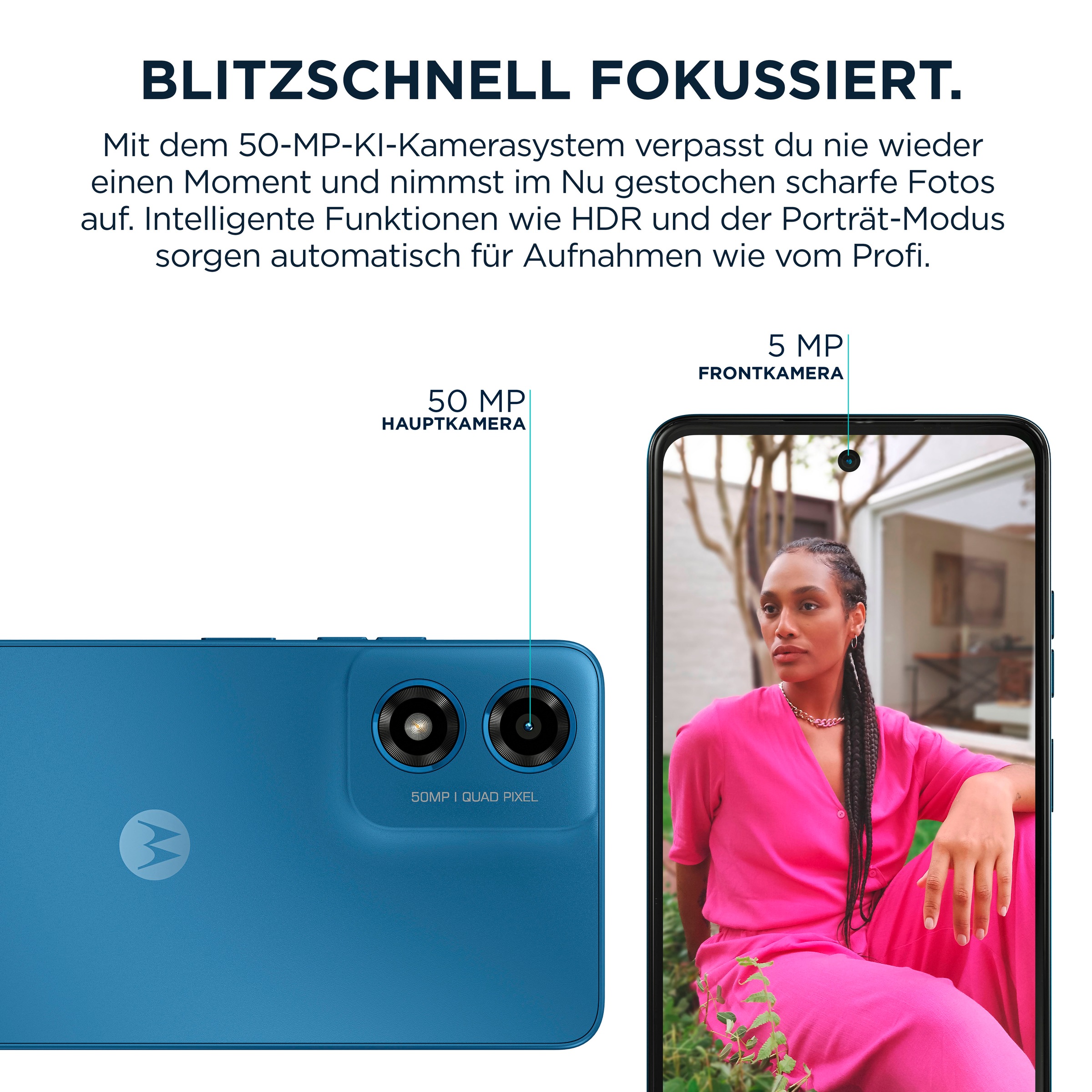 Motorola Smartphone »moto G04s 64GB«, Satinblau, 16,67 cm/6,6 Zoll, 64 GB Speicherplatz, 50 MP Kamera