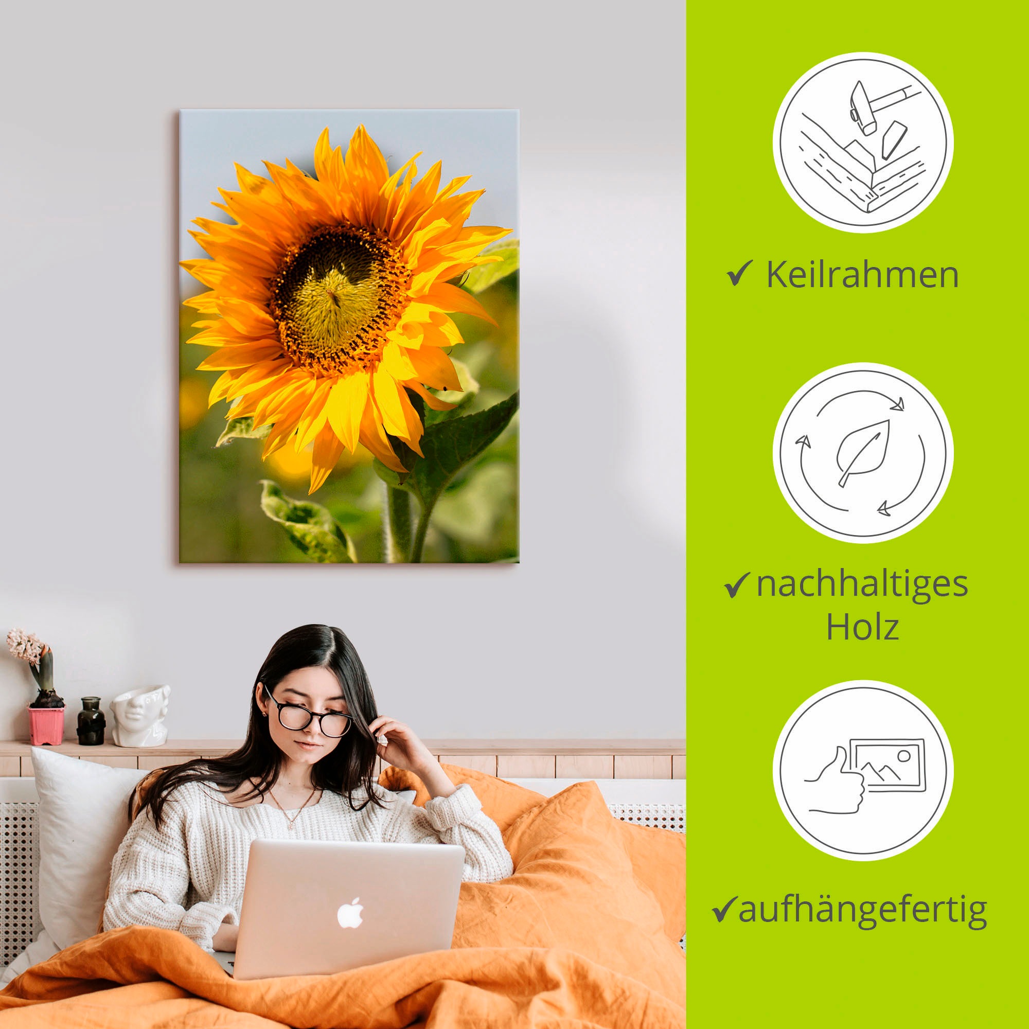 Artland Wandbild »Sonnenblume«, Blumen, (1 St.), als Leinwandbild, Poster, Wandaufkleber in verschied. Größen
