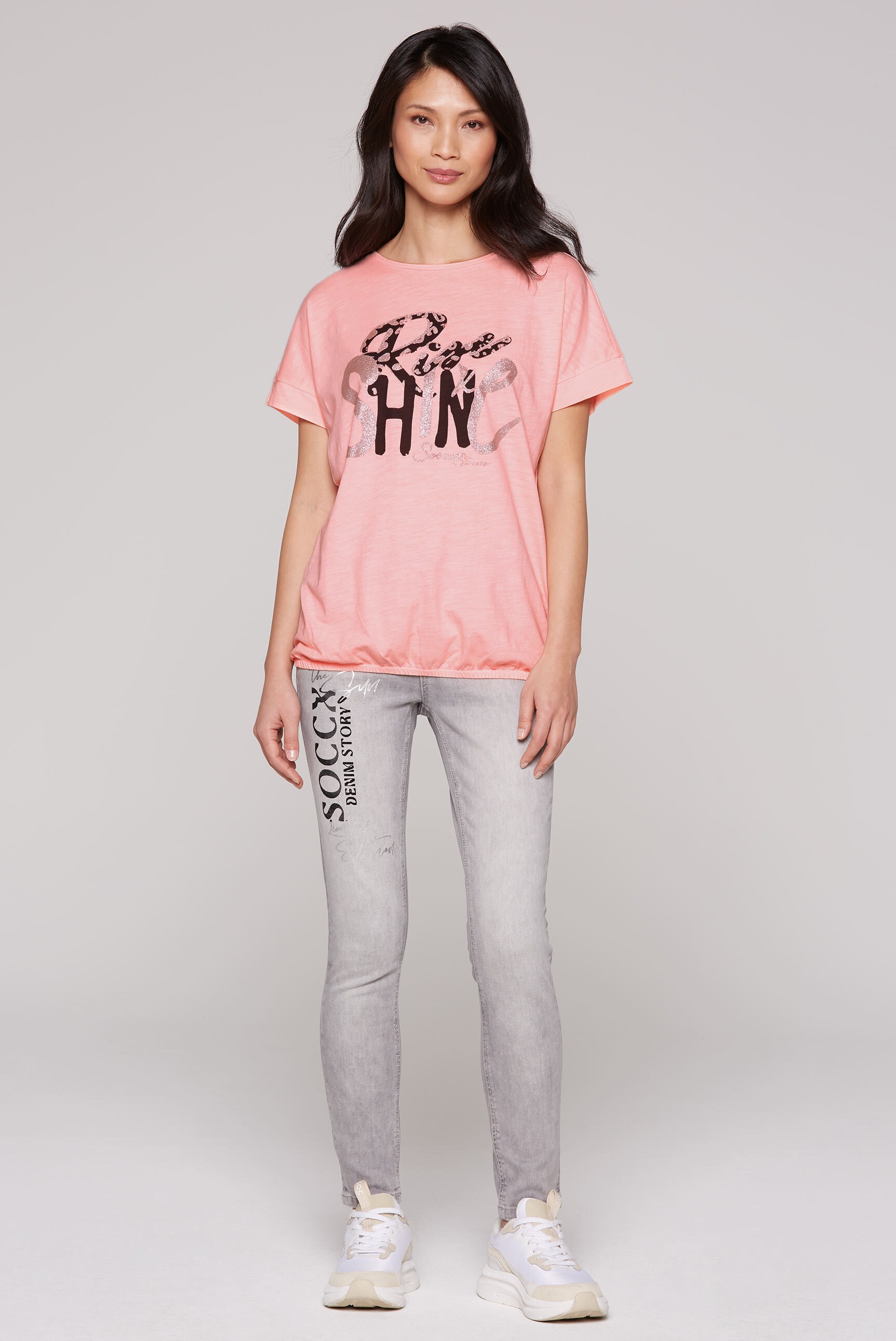 SOCCX Rundhalsshirt, mit Gummizug im Saum