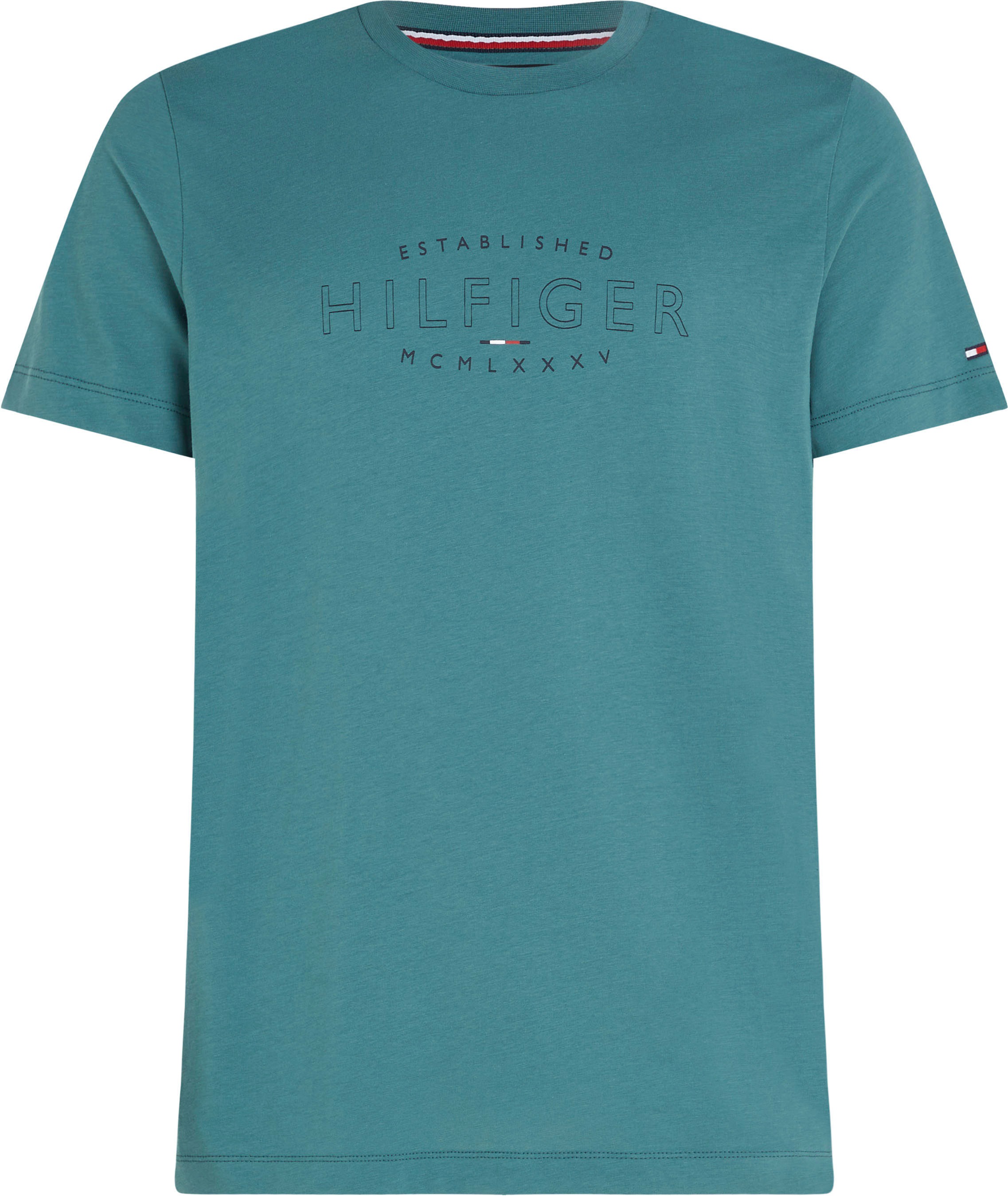 Tommy Hilfiger Rundhalsshirt »HILFIGER CURVE LOGO TEE«, mit Logostickerei am Ärmel kaufen