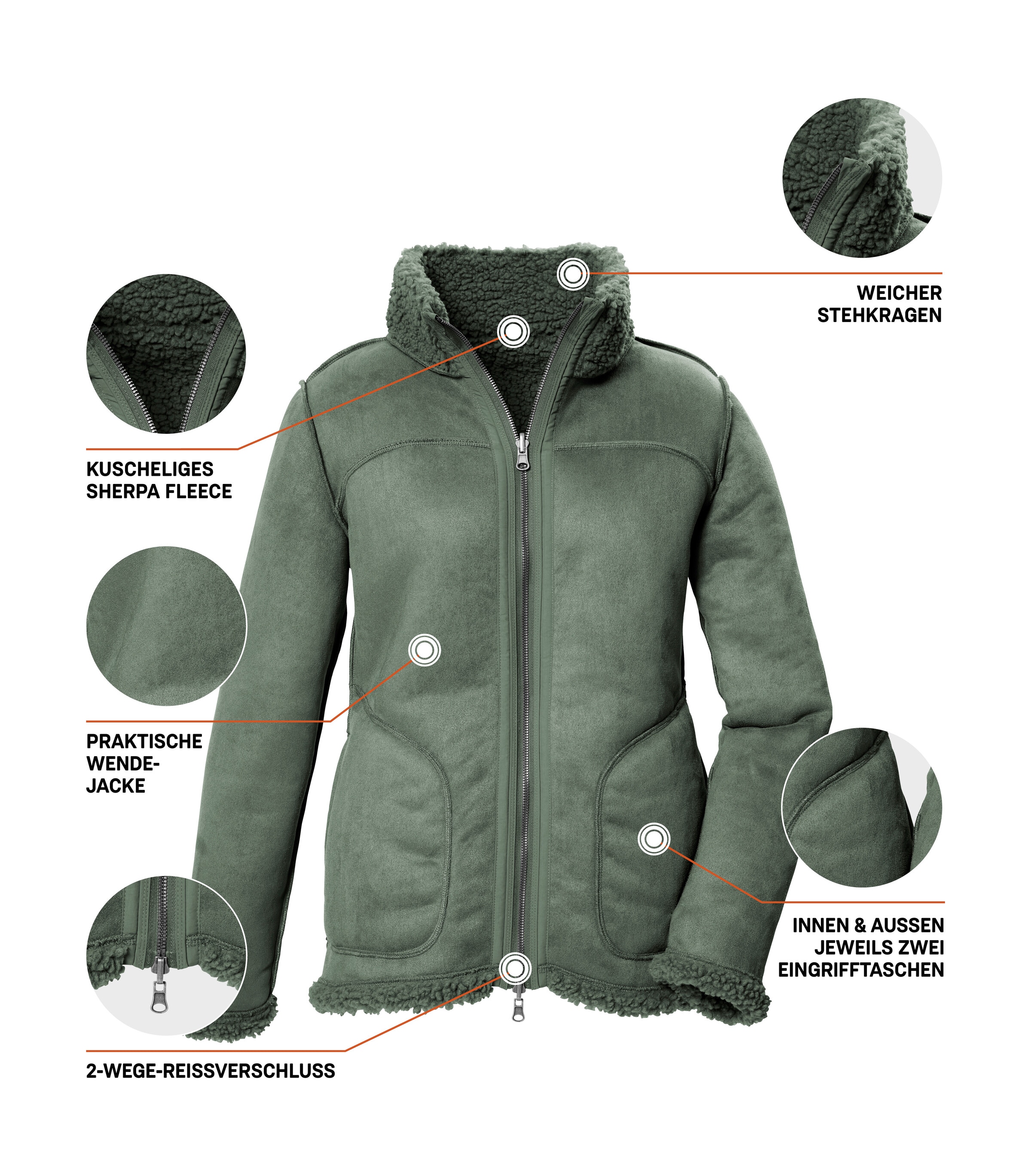 G.I.G.A. DX by killtec Wendejacke »GW 62 WMN JCKT«, Wendbare Damenjacke in Wildlederoptik, warm, mit 4 Taschen