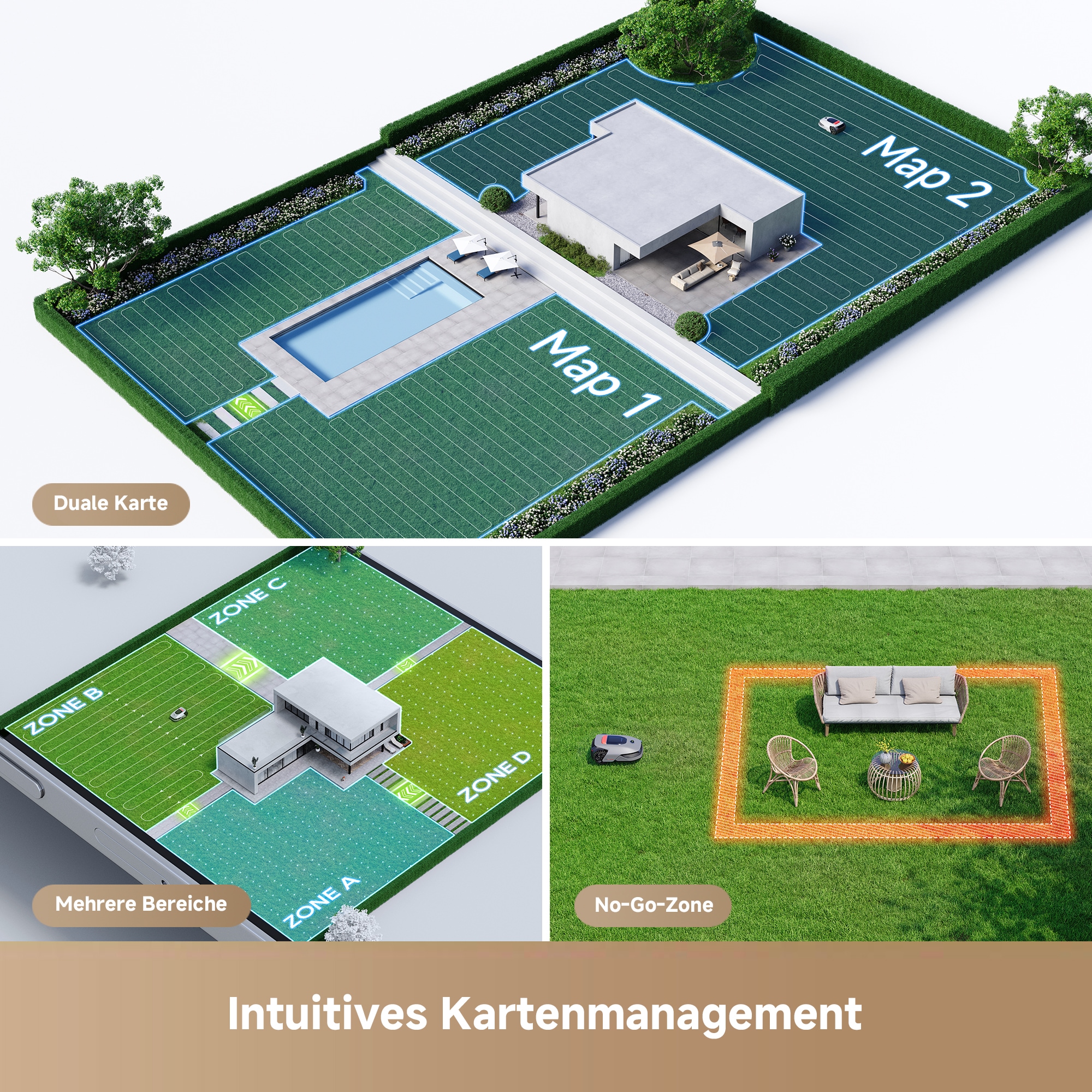 Dreame Rasenmähroboter »Mower A1 Pro«, (Set), präzise Navigation, U-förmige Mähstrategie, duales Kartenmanagement