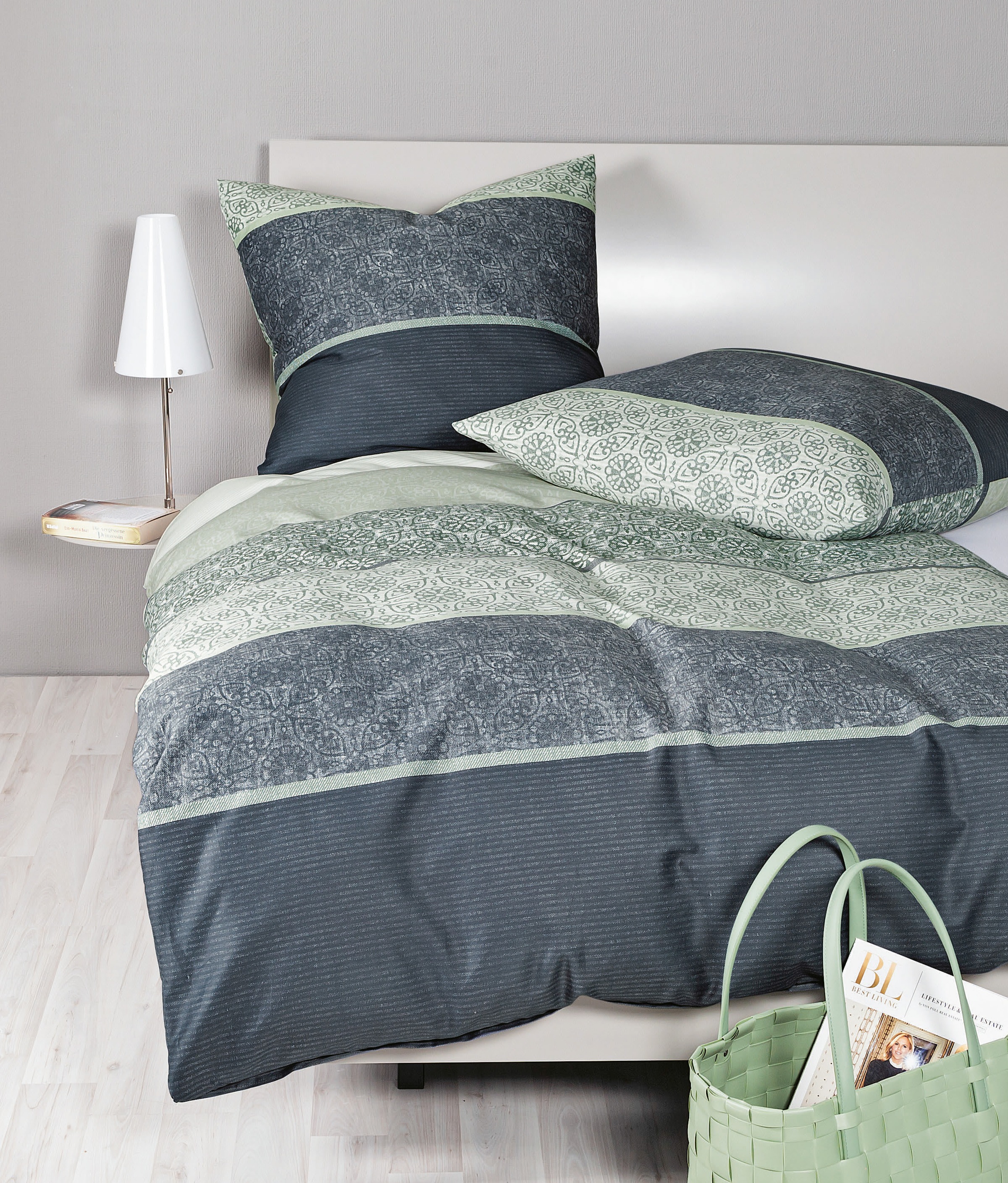 Janine Bettwäsche "Warnemünde" 2 Stk. tlg. mit Ornamenten und Streifen, Bet günstig online kaufen