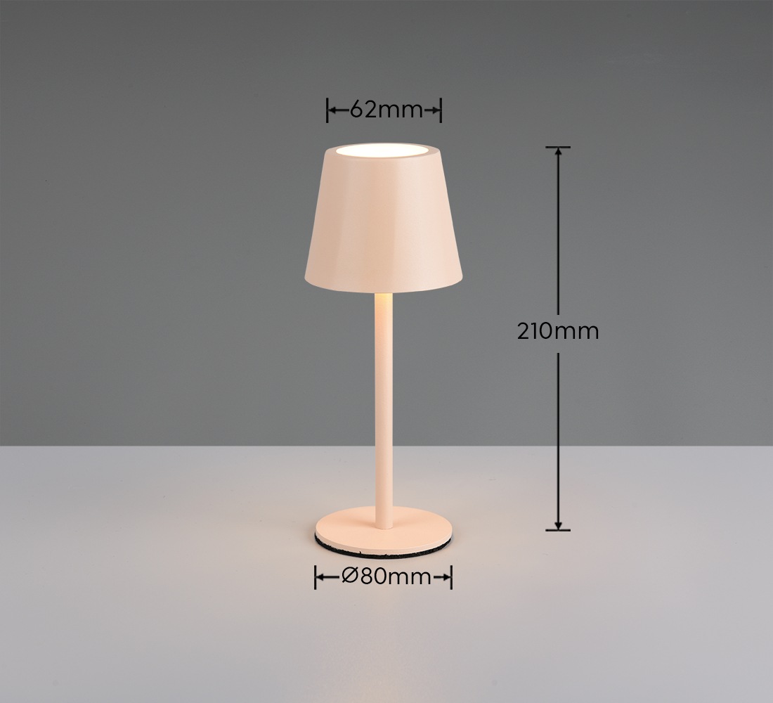 REALITY Leuchten LED Tischleuchte »DIAZ, Outdoor Akku Tischlampe Höhe 21 cm Ø 8,5 cm, IP44, Touchdimmer«, 1 flammig, Leuchtmittel LED-Board | LED fest integriert, CCT Lichtfarbe einstellbar 2700-6500K, 160 Lumen, 1,6W, USB Anschluss