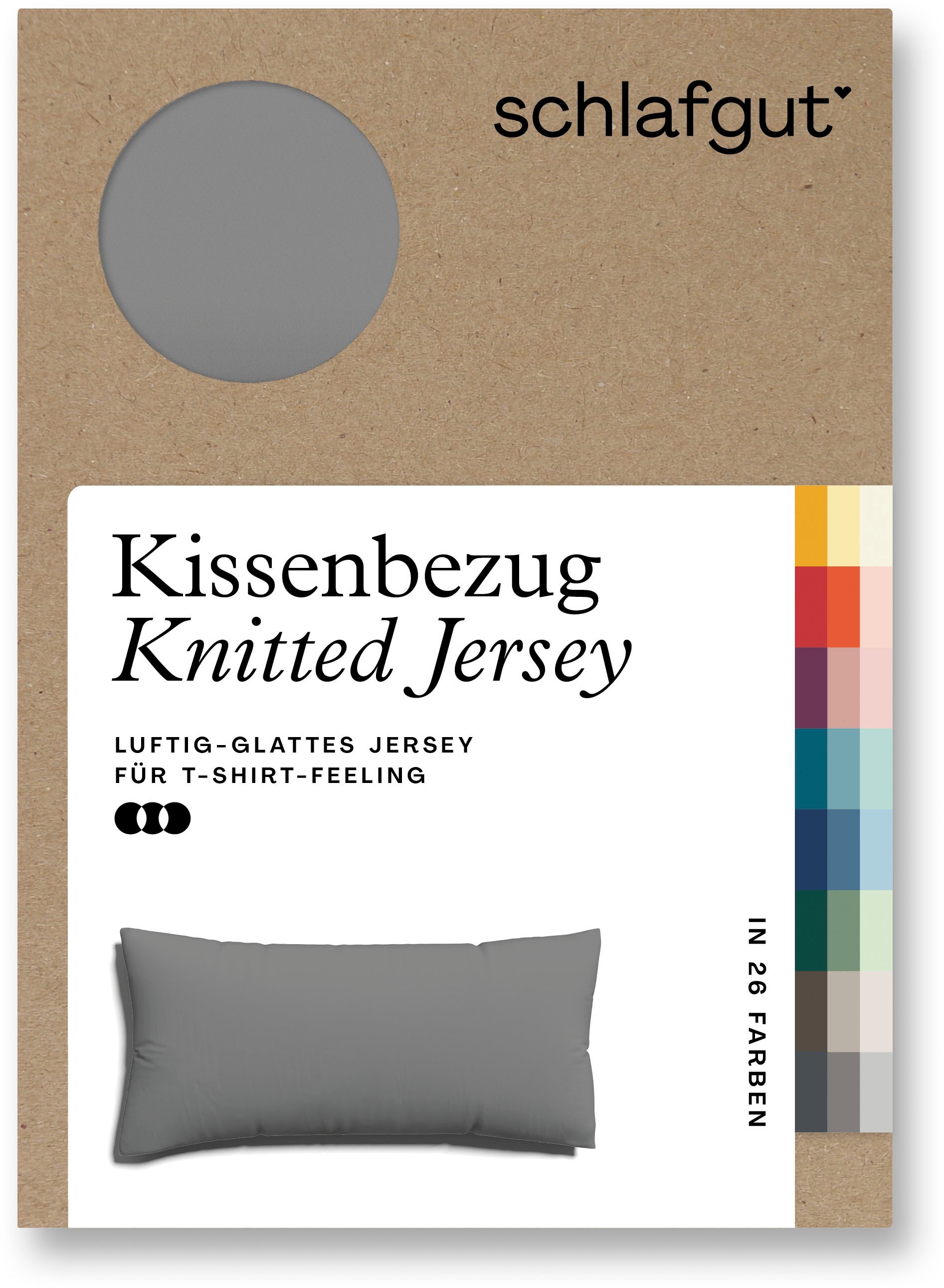 Schlafgut Kissenbezug »Knitted Jersey aus Bio-Baumwolle mit Elasthan, bügelfrei,«, (1 St.), besonders fein gestrickt, Kissenhülle mit farbigem Reißverschluss