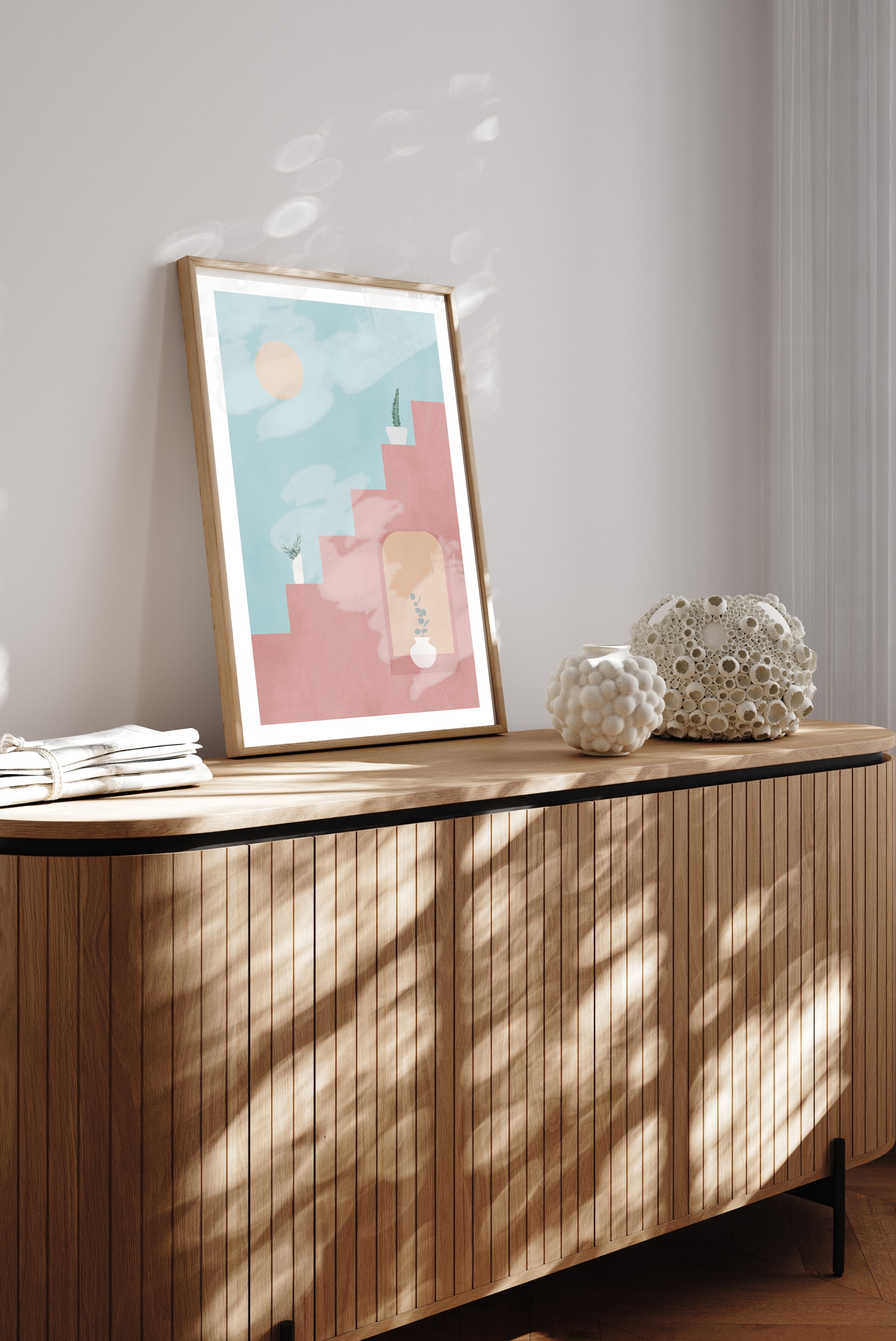 queence Bild mit Rahmen »Treppenaufgang in Spanien« Gemälde | Kunst 1 Stk. tlg. Kunstdruck in Pastell mit einem Echtholzrahmen