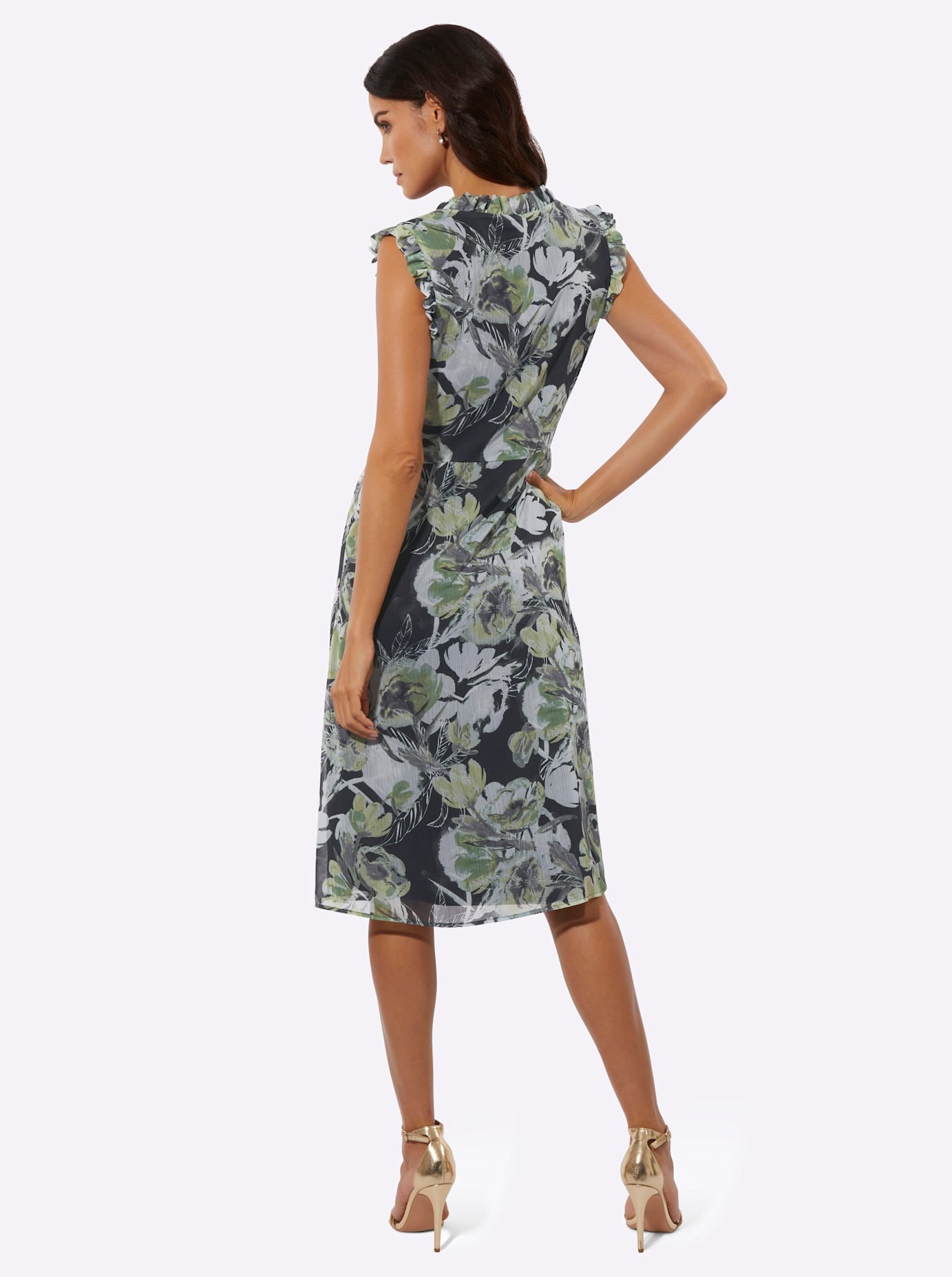 Creation L Chiffon-Kleid Schwarz/Lindgrün Gr. 52 2