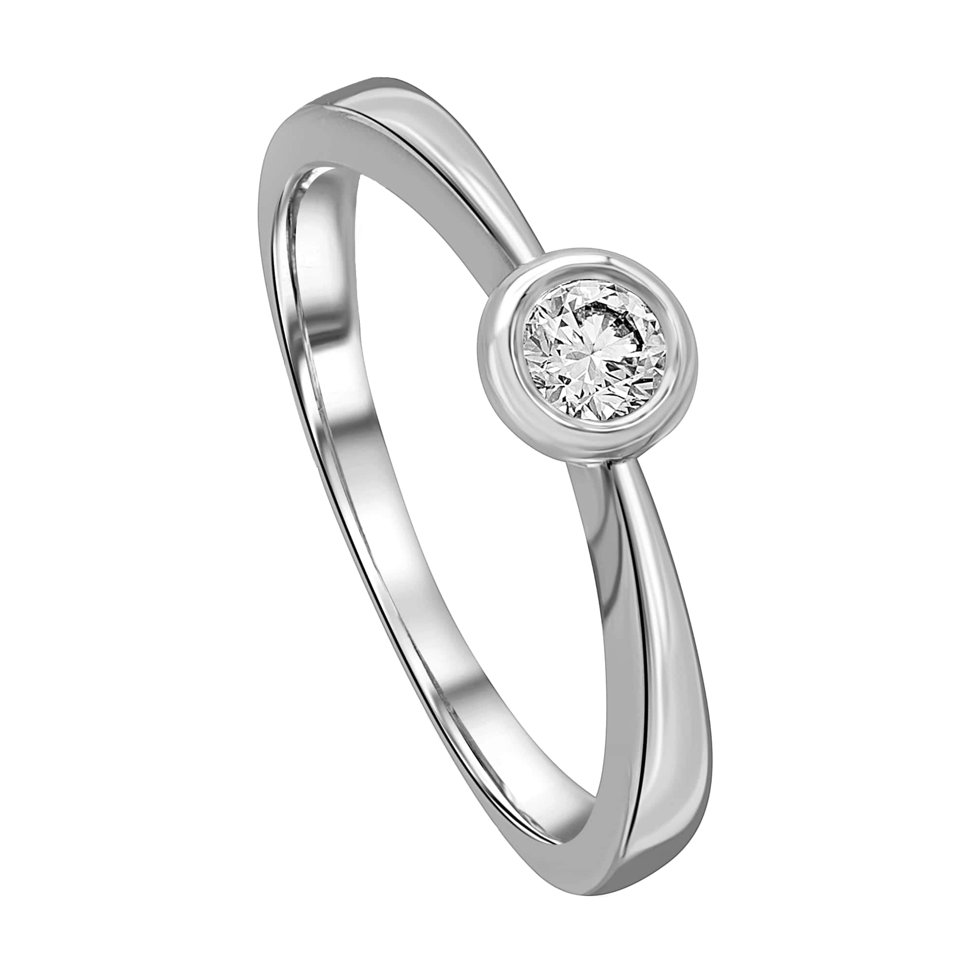 ONE ELEMENT Diamantring »0.2 ct Diamant Brillant Zarge Ring aus 585 Weißgold«, Damen Gold Schmuck Zarge