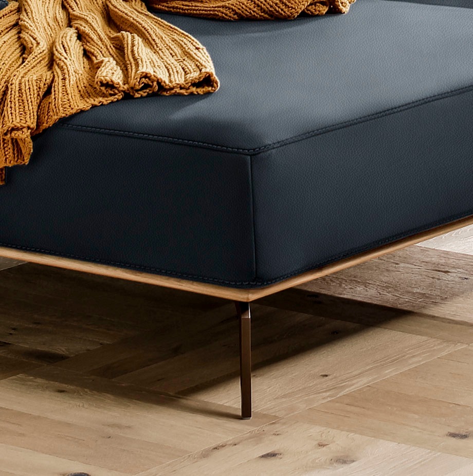 W.SCHILLIG Ecksofa »run, Designsofa mit tollem Sitzkomfort, bequem, L-Form«, mit Holzsockel, Füße in Bronze pulverbeschichtet, Breite 319 cm