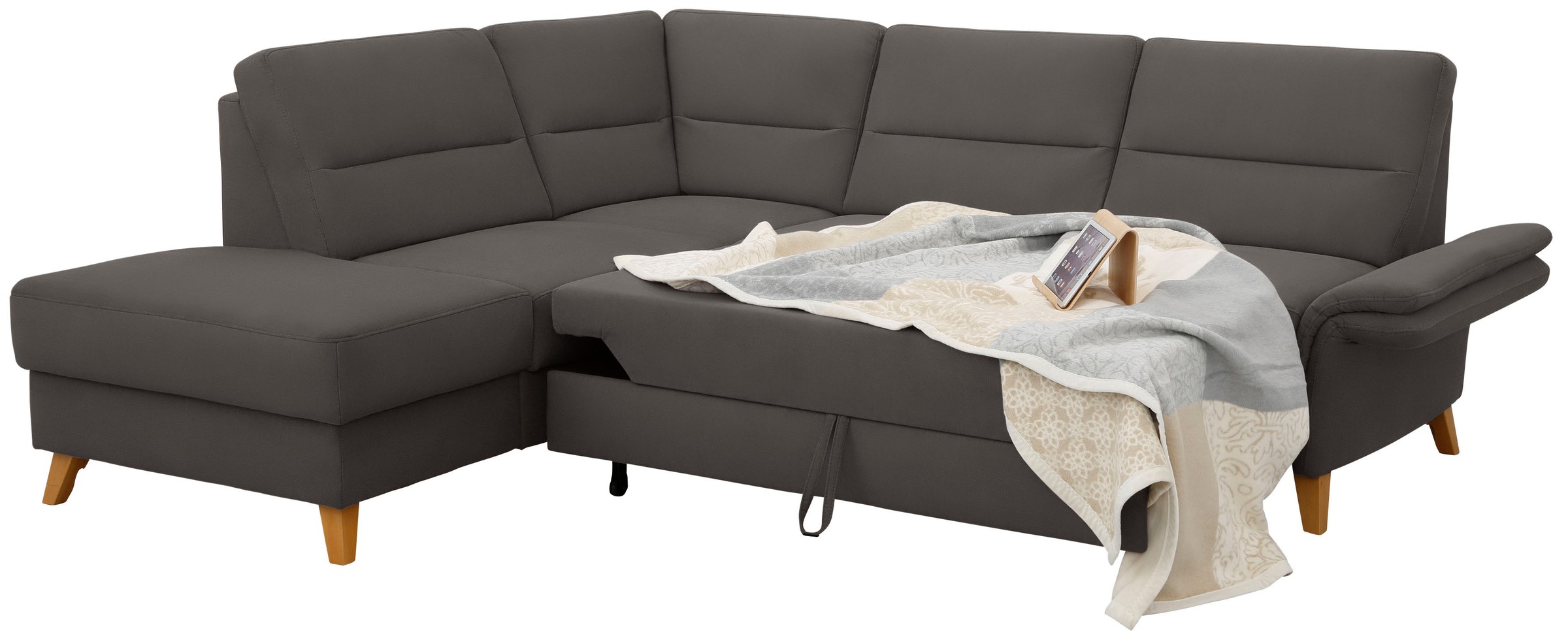 Home affaire Ecksofa »Westerland L-Form«, Federkern-Polsterung, wahlweise mit Bettfunktion, Bettkasten