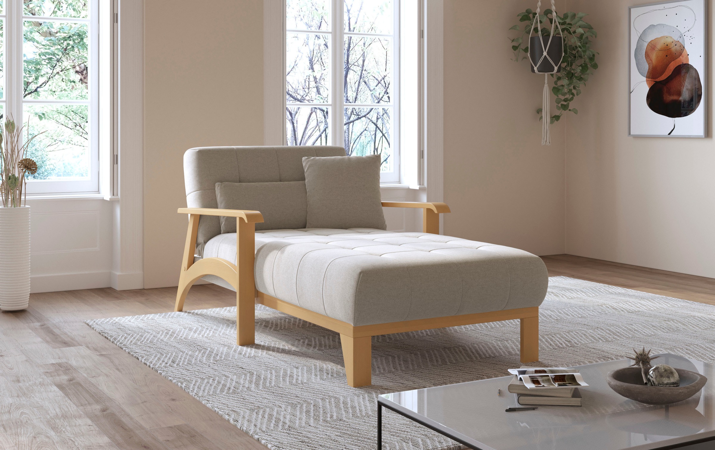 sit&more Recamiere »Billund«, Armlehnen aus eichefarbigem Buchenholz, verschiedene Bezüge und Farben