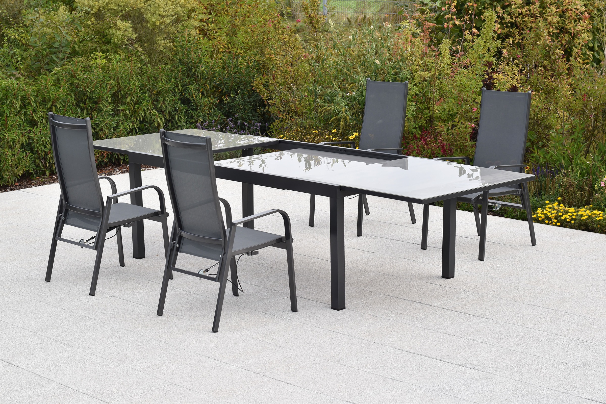 MERXX Garten-Essgruppe »»Alassio««, (Set, 5 tlg.), Rückenlehne verstellbar durch Gasdruckfeder