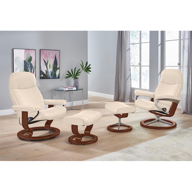 Stressless® Relaxsessel »Garda«, (Set, Relaxsessel mit Hocker), mit Hocker,  mit Classic Base, Größe L, Gestell Braun bestellen | BAUR