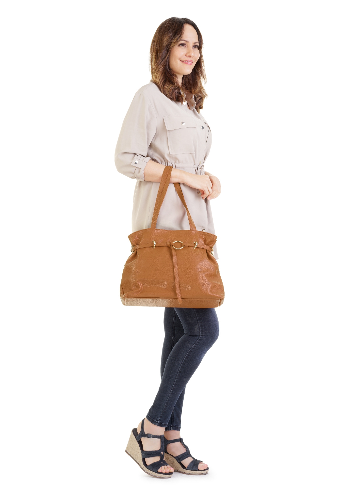 Samantha Look Henkeltasche, echt Leder, Made in Italy