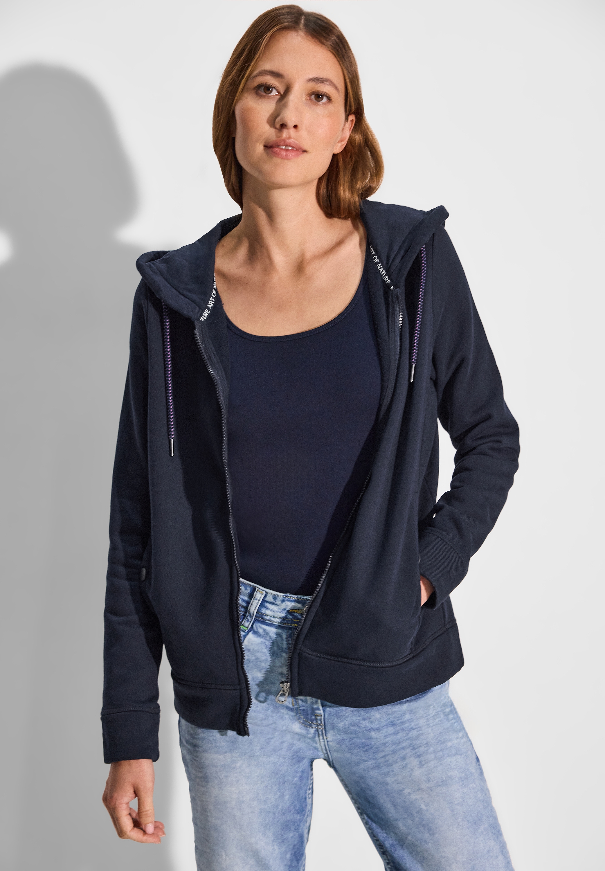 Sweatjacke, aus reiner Baumwolle