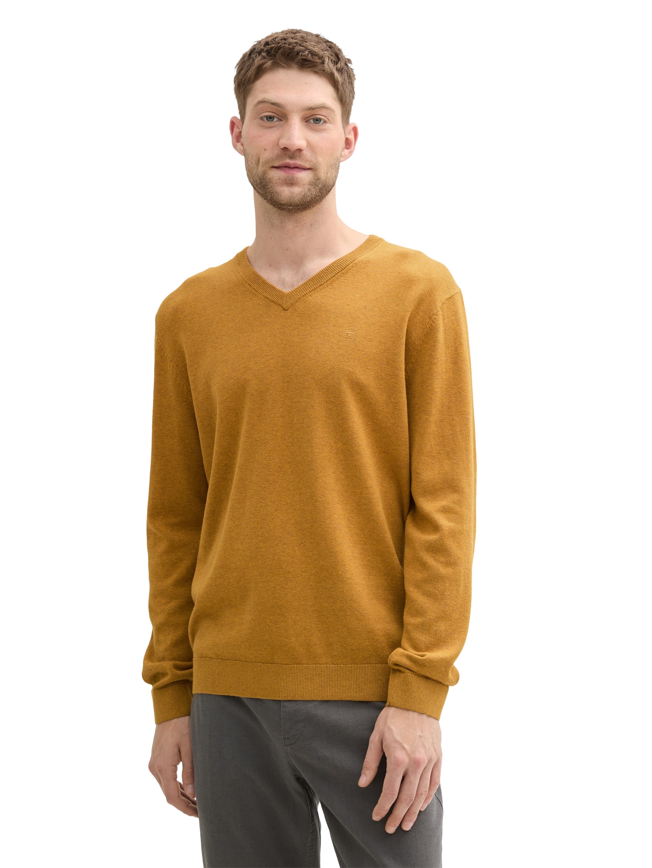 TOM TAILOR V-Ausschnitt-Pullover, mit kleiner Logo-Stickerei günstig online kaufen