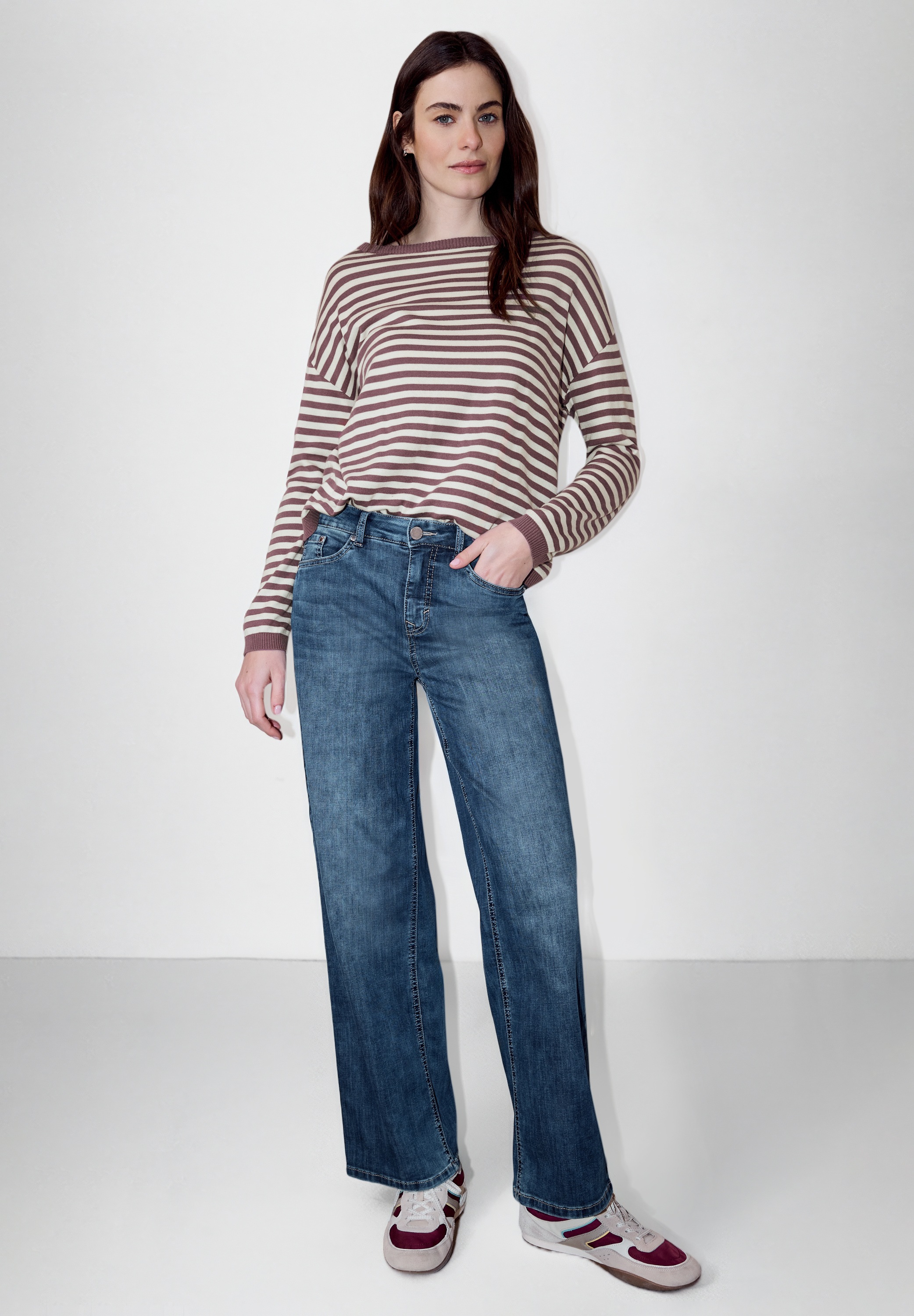 Thumbnail - STREET ONE STUDIO Streifenpullover mit U-Boot-Ausschnitt