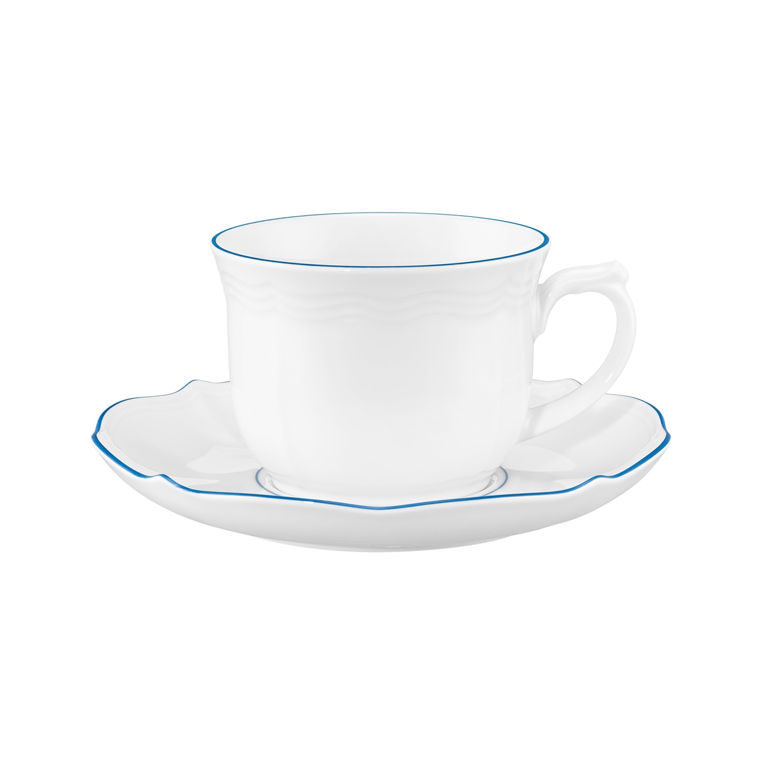 Seltmann Weiden Kaffeeservice »Kaffeeservice 18-teilig Sonate Blue Lines«, (Set, 18 tlg.), Kaffeetasse, Untertasse, Teller