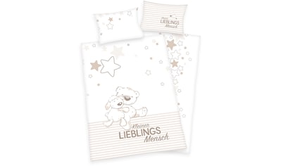 Babybettwäsche »Kleiner Lieblingsmensch«, mit niedlichem Teddy-Motiv und Schriftzug
