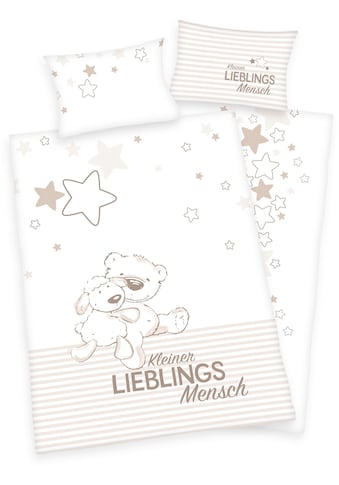 Babybettwäsche »Kleiner Lieblingsmensch«, mit niedlichem Teddy-Motiv und Schriftzug