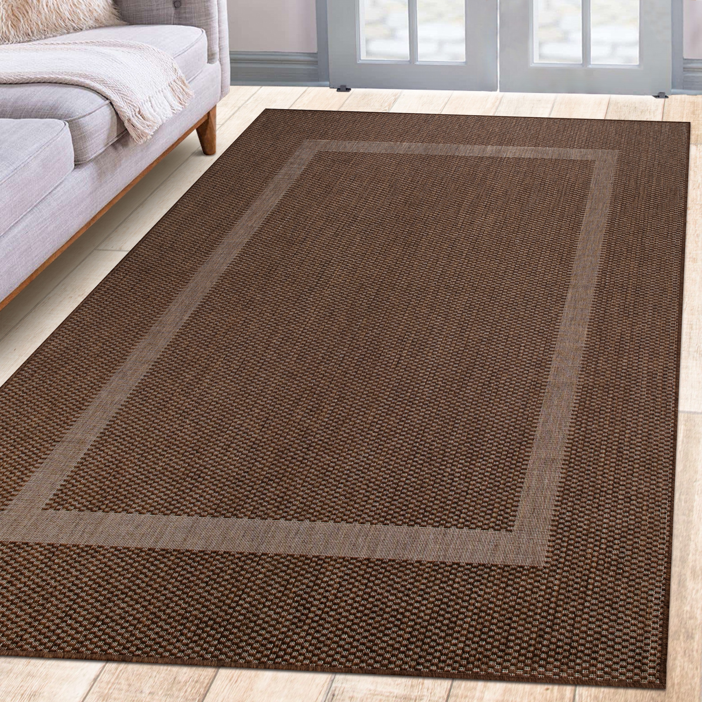 my home Teppich »Venedig Bordüre auch als Läufer erhältlich«, rechteckig, 3 mm Höhe, In- und Outdoor geeignet, Sisal-Optik, Wetterfest & UV-beständig