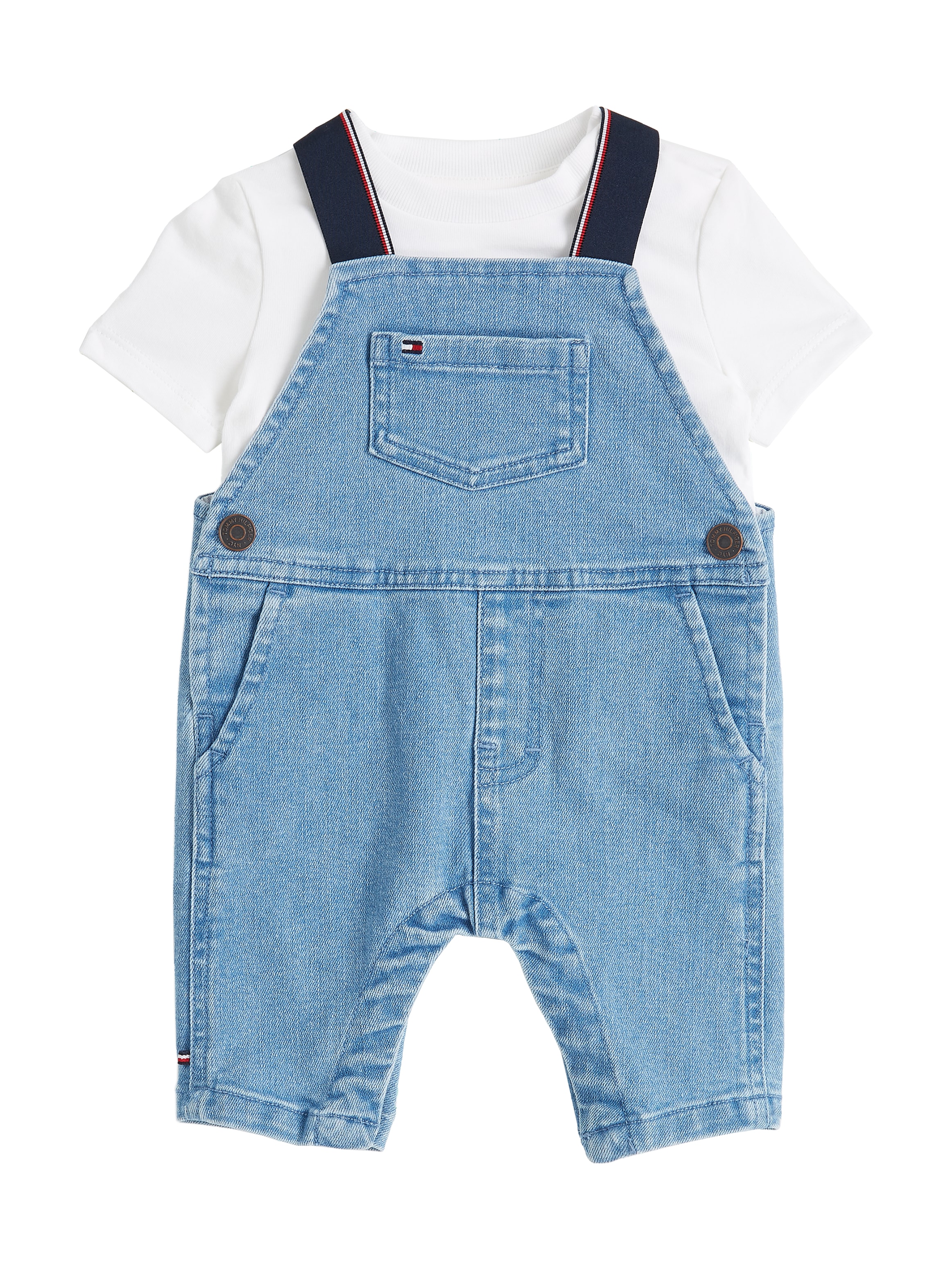 TOMMY HILFIGER Shirt & Hose »DENIM DUNGAREE«, T-Shirt und Latzhose im Set für Kinder bis 2 Jahre