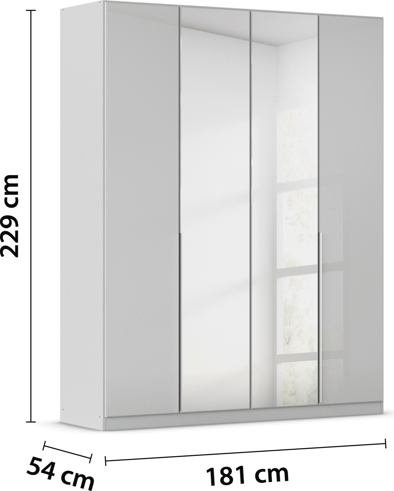rauch Drehtürenschrank »Kleiderschrank Kleiderschränke Schrank Garderobe AGORDO mit Glasfront«, (in zwei Griff-Farben), durchdachte Innenausstattung, in 6 Breiten und 2 Höhen MADE IN GERMANY