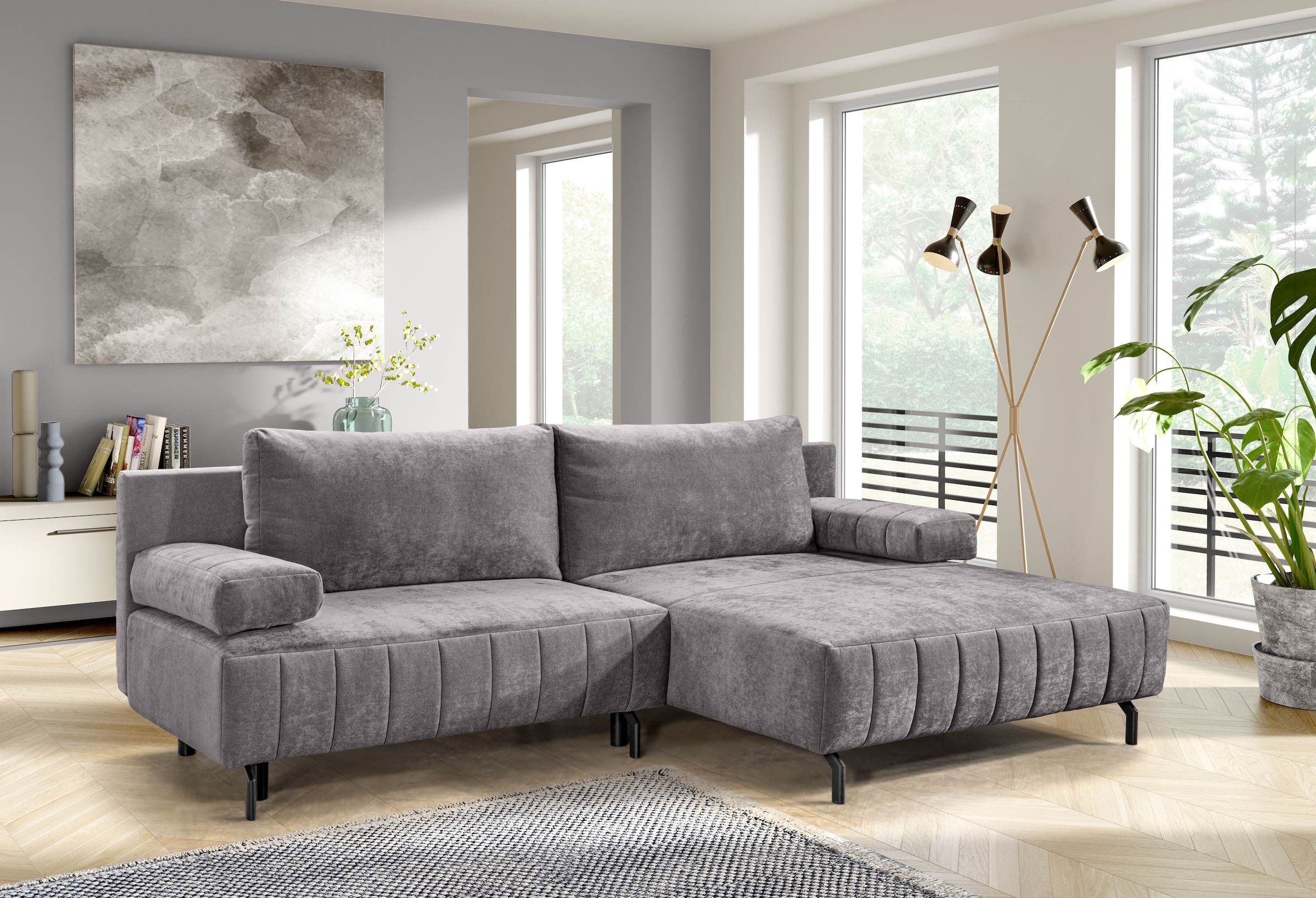 exxpo - sofa fashion Ecksofa "Cambria, B/T: 262/171 cm, hochbeiniges, modernes Design" inkl. Bettfunktion und Bettkasten, 15 cm bodenfrei, L-Form