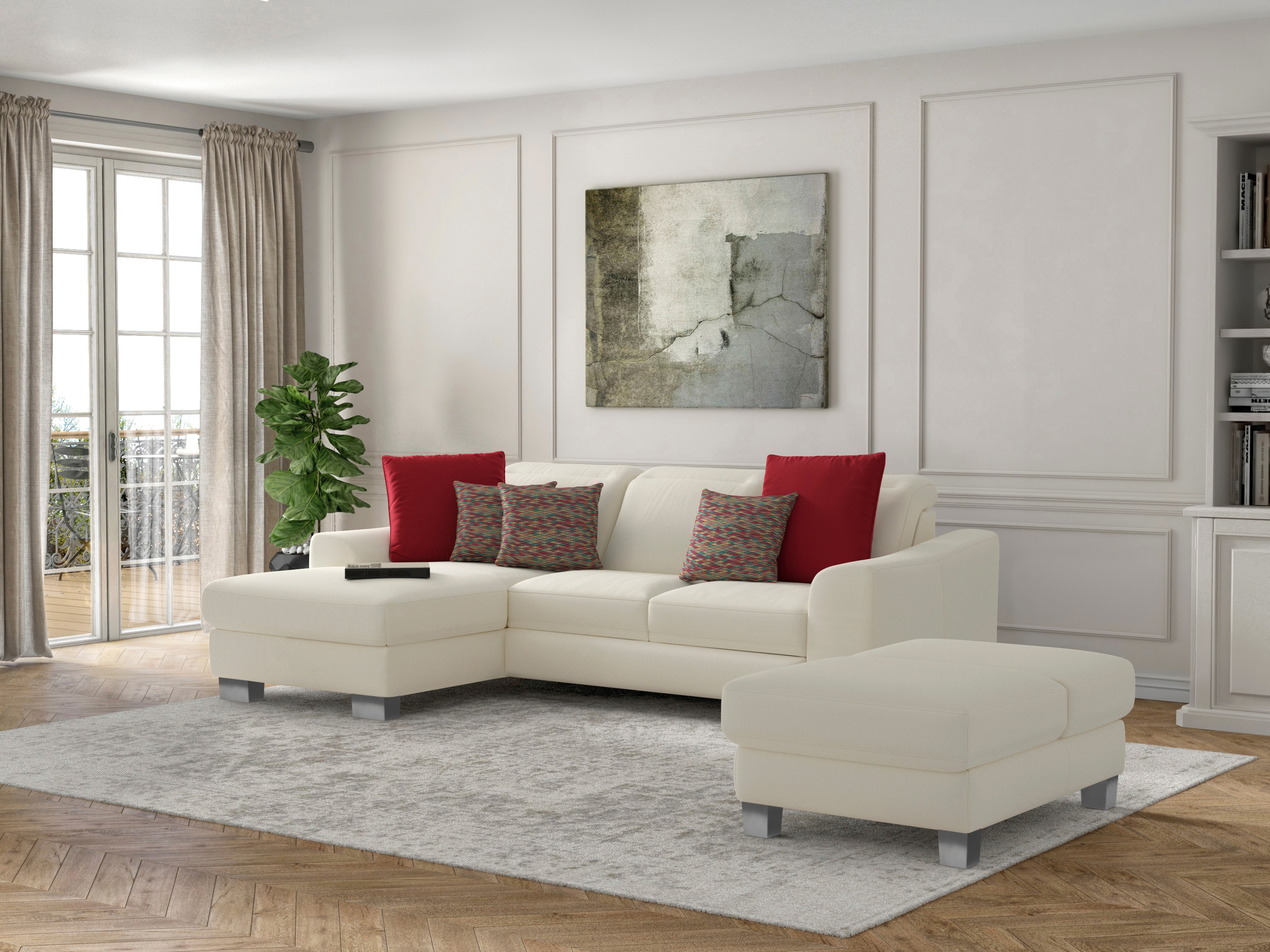 sit&more Ecksofa "Dundee L-Form" mit Federkern und Edelstahlfüßen, wahlweise mit Kopfteilverstellung