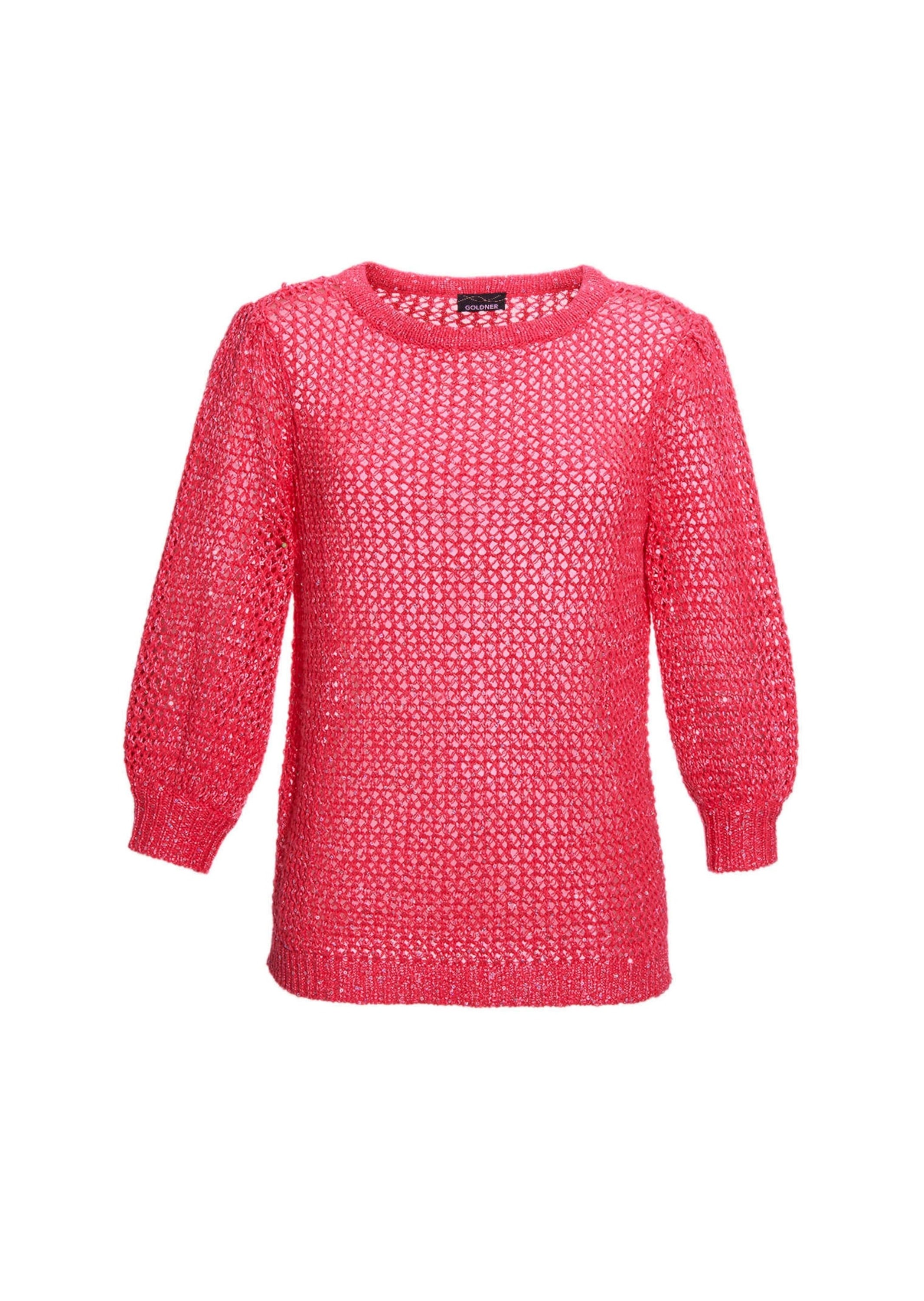 GOLDNER Rundhalspullover "Femininer Pullover in Netzoptik mit Pailletten" m günstig online kaufen