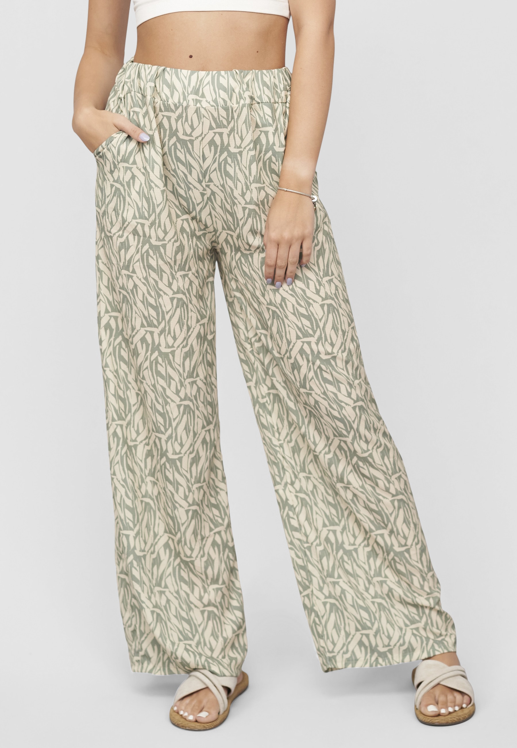 CLOUD 5IVE Stoffhose »CLOUD 5IVE Summer Pants with aop leaf print«