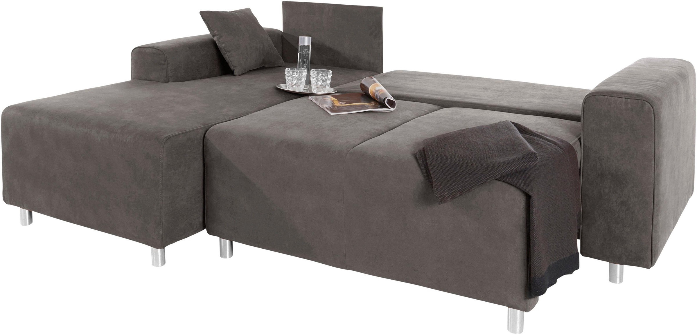 Home affaire Ecksofa »Györ«, L-Form, wahlweise mit Bettfunktion und Bettkasten incl. 2 Zierkissen