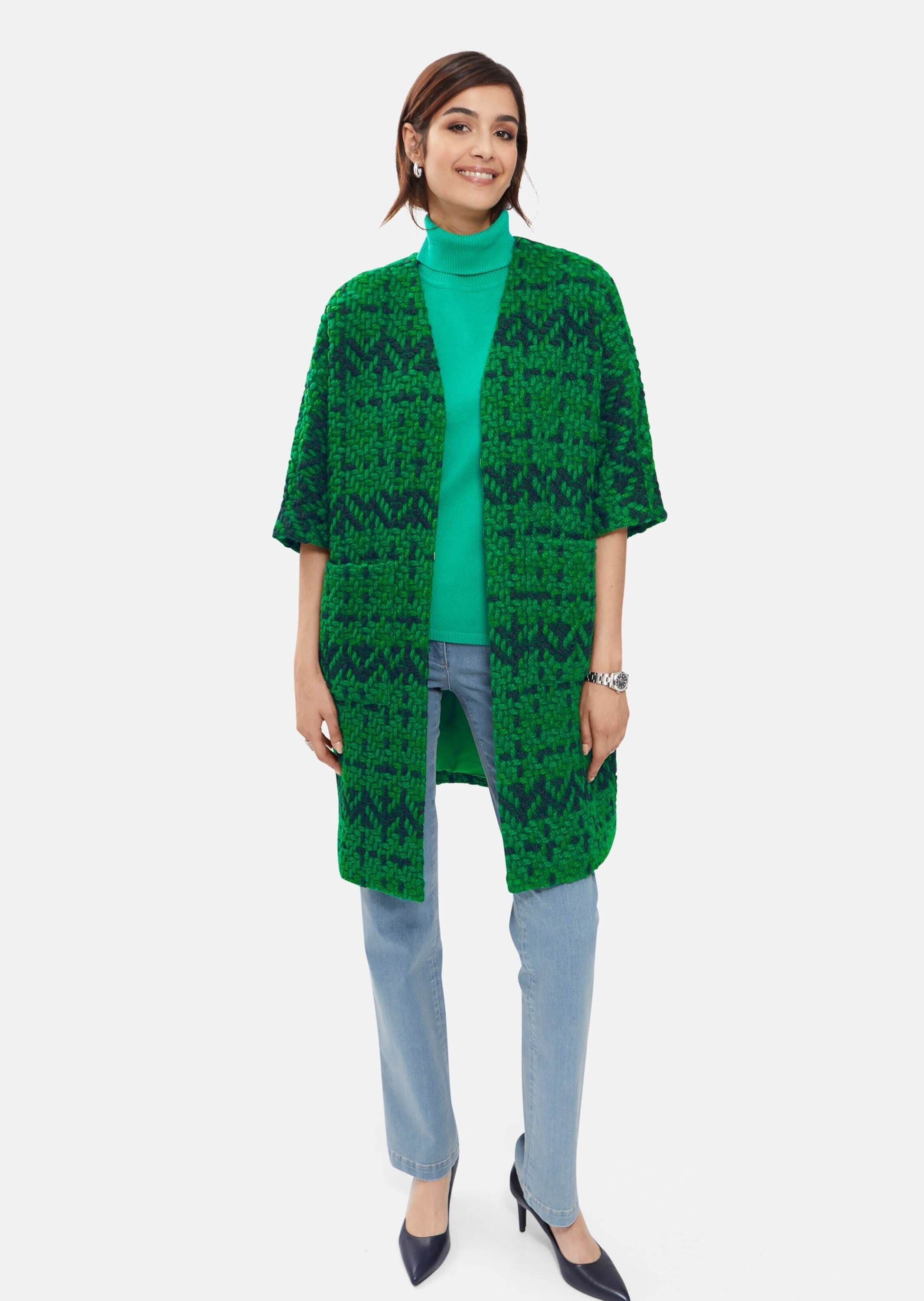 MADELEINE Outdoorjacke "Jacke Longjacke aus grob strukturiertem Multicolor-Jacquard"