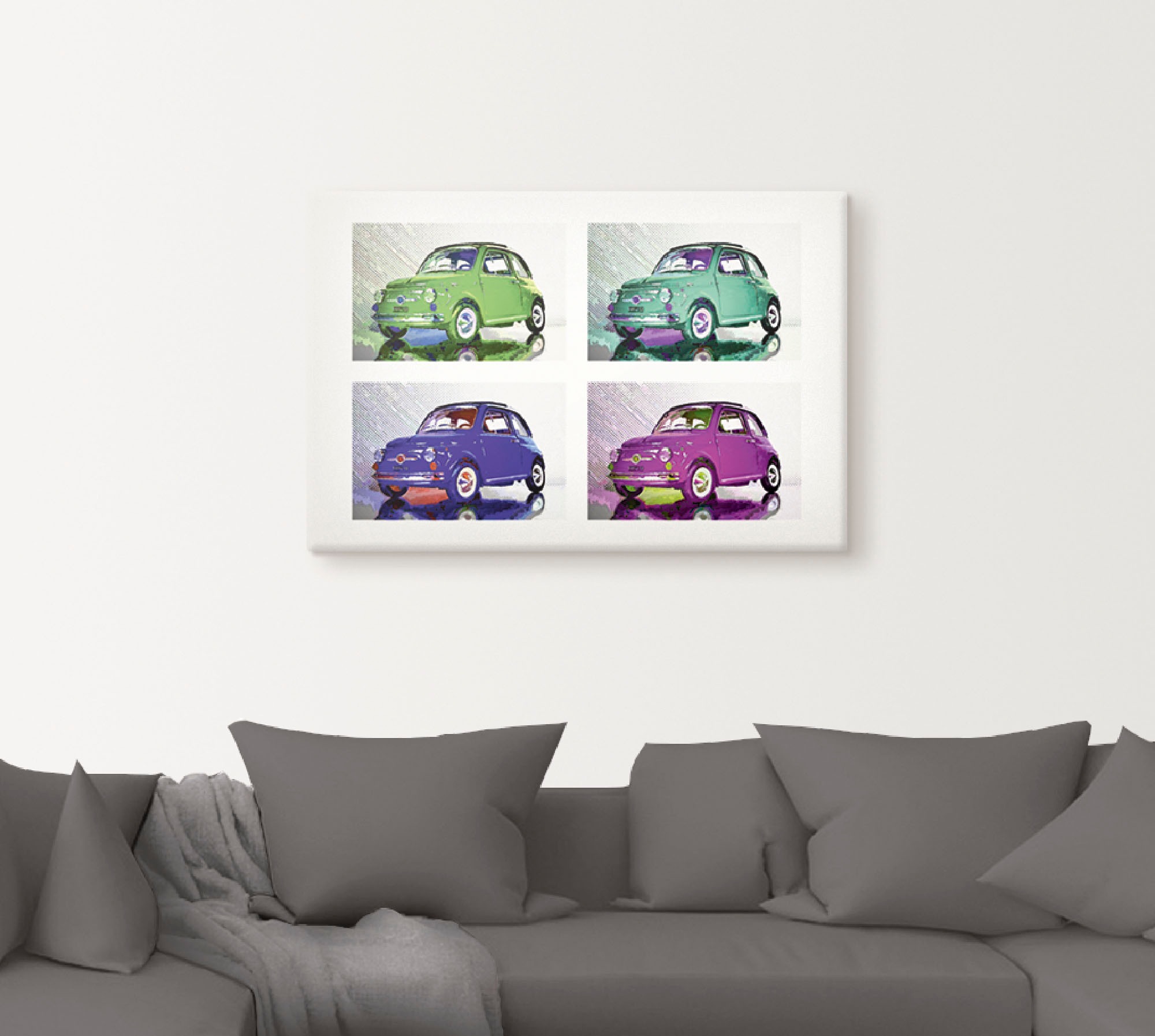 Artland Leinwandbild »POP ART Der kleine italienische Freund«, Auto, (1 St.), auf Keilrahmen gespannt