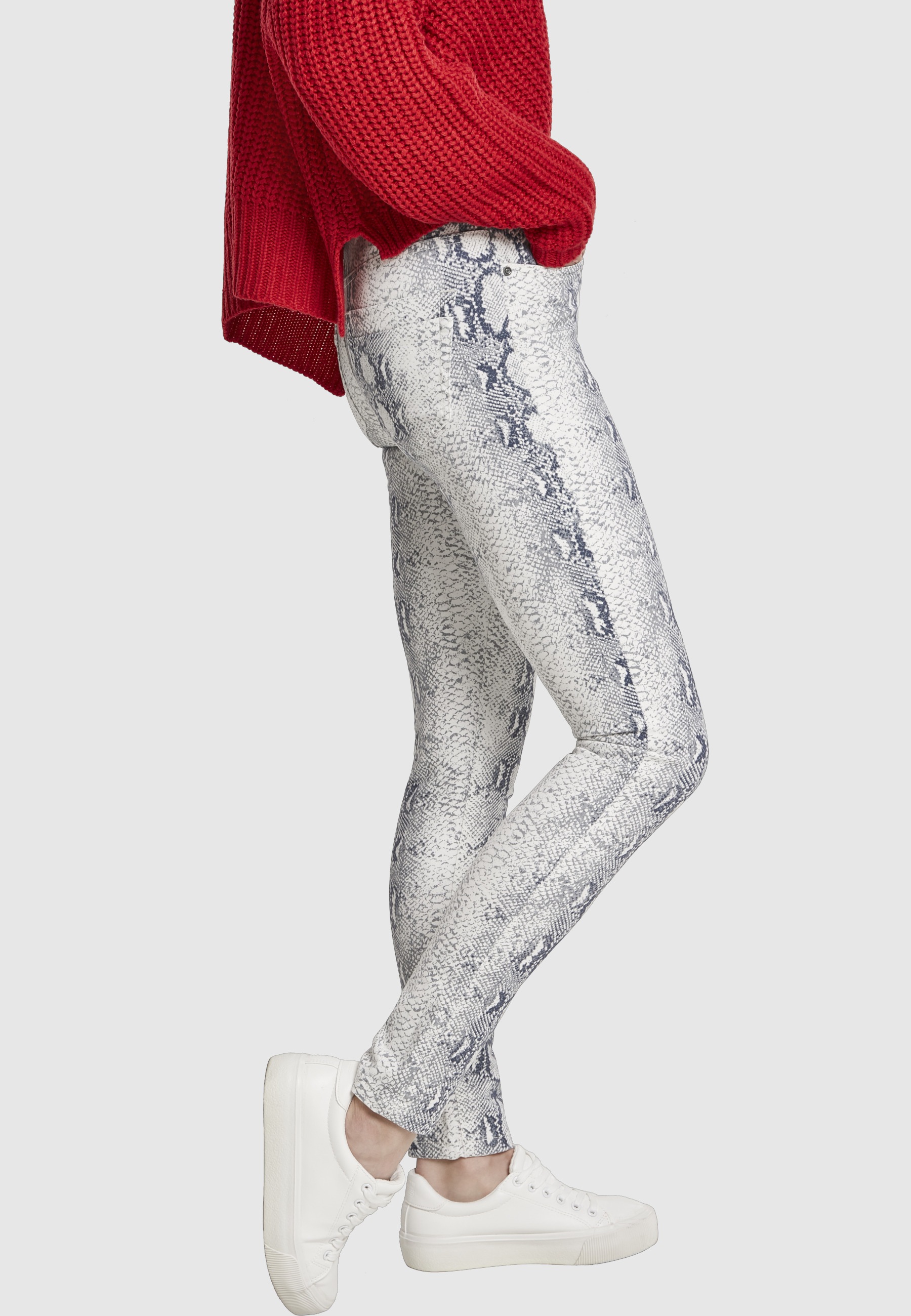 URBAN CLASSICS Stoffhose »Urban Classics Damen Ladies Animal Stretch Twill Skinny Pants«