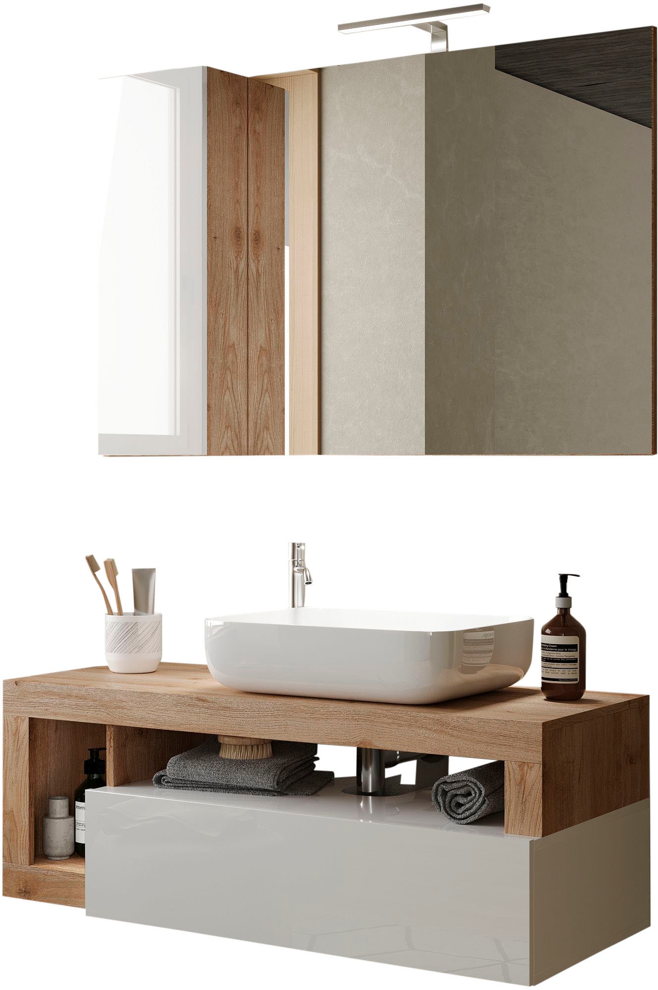 welltime Badmöbel-Set "Hamburg, Badezimmerset 2tlg. Breite 110 cm, Badmöbel günstig online kaufen