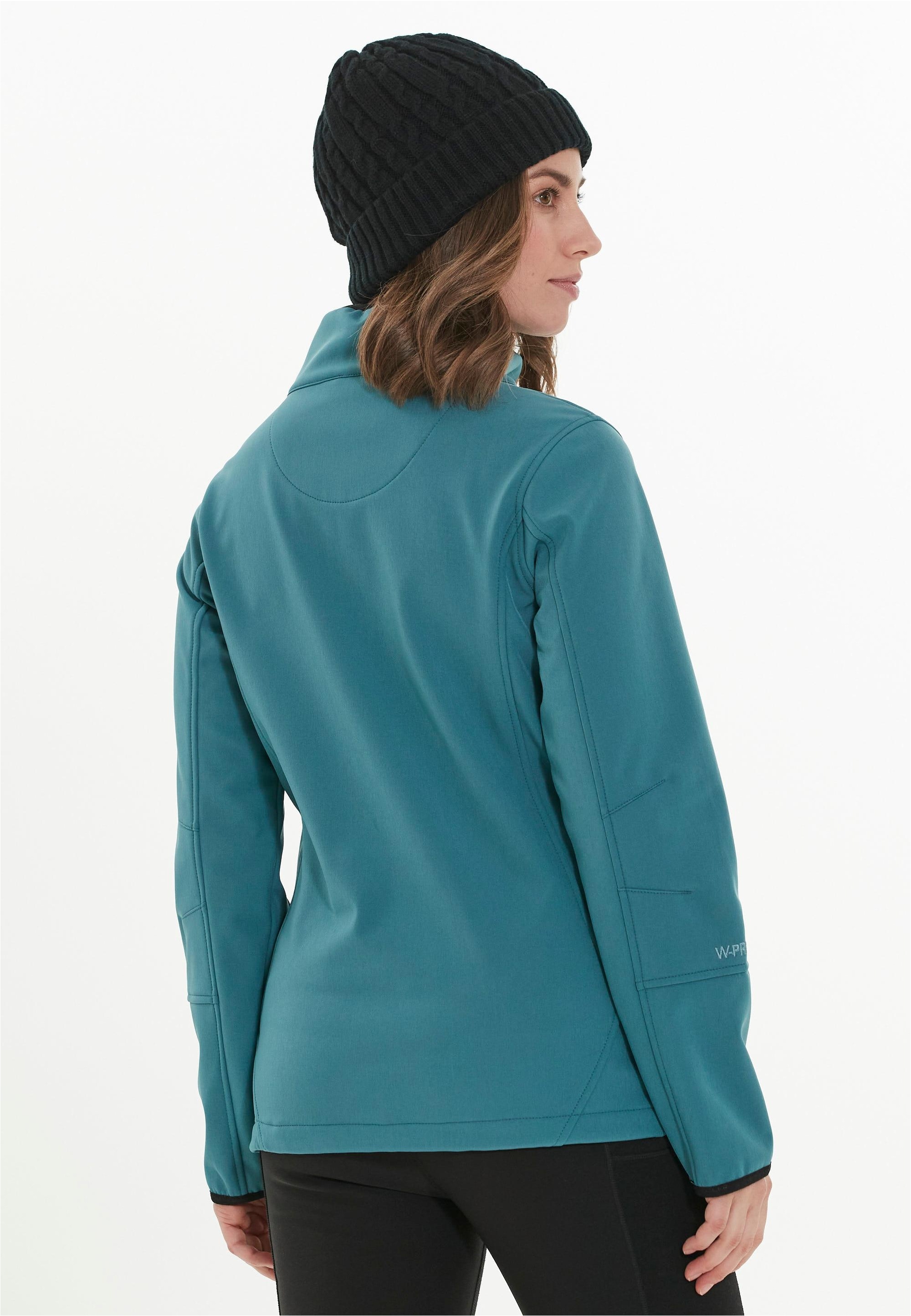 Softshelljacke WHISTLER "Covina", Damen, Gr. 38, grün (grün, grau), 94% Polyester, 6% Elasthan, unifarben, normal, hoch geschlossener Ausschnitt, Jacken Softshelljacke, mit wasser- und winddichtem Funktionsmaterial 3
