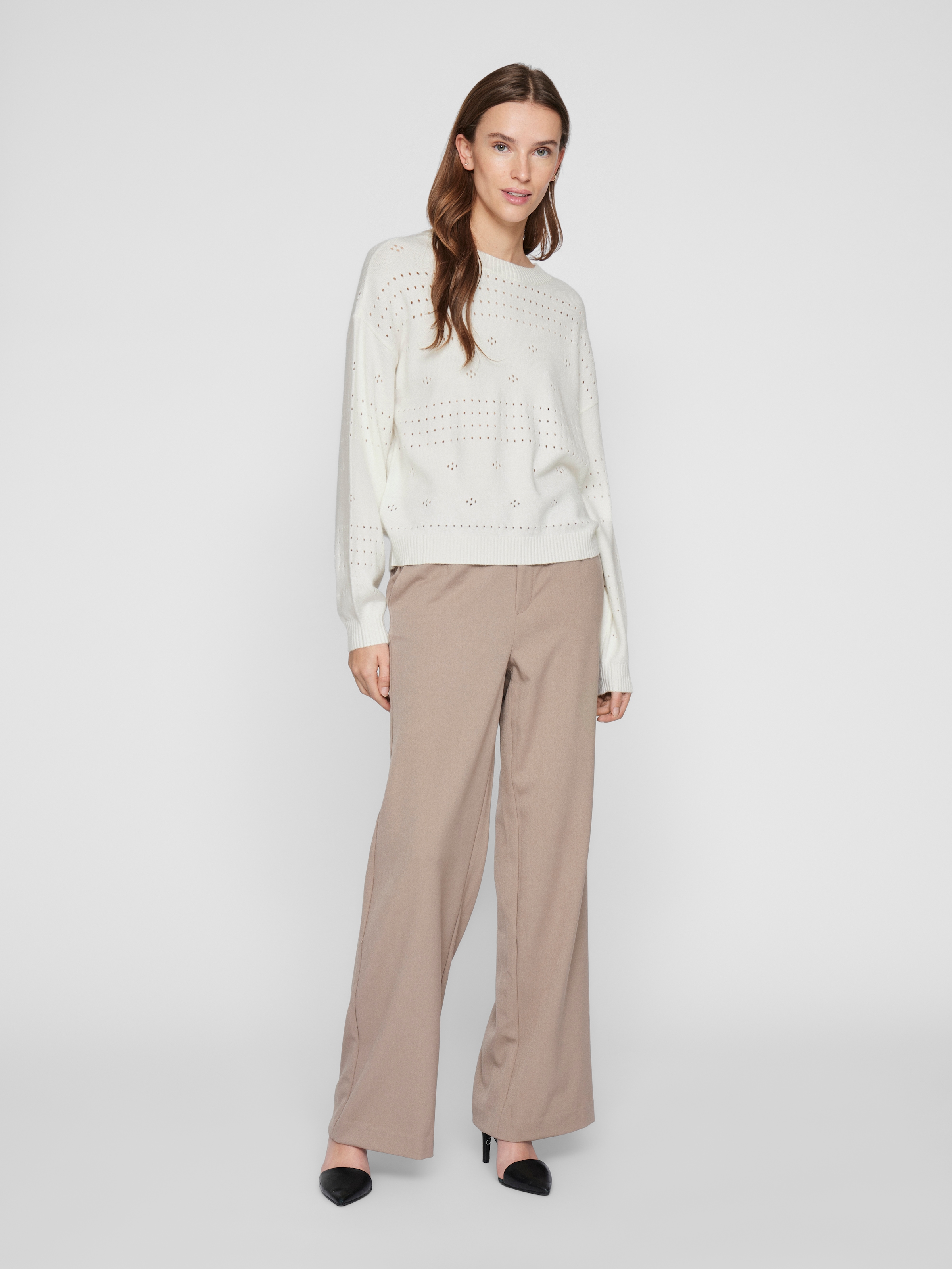 Vila Rundhalspullover »VIRIL L/S O-NECK POINTELLE KNIT TOP-NOOS«