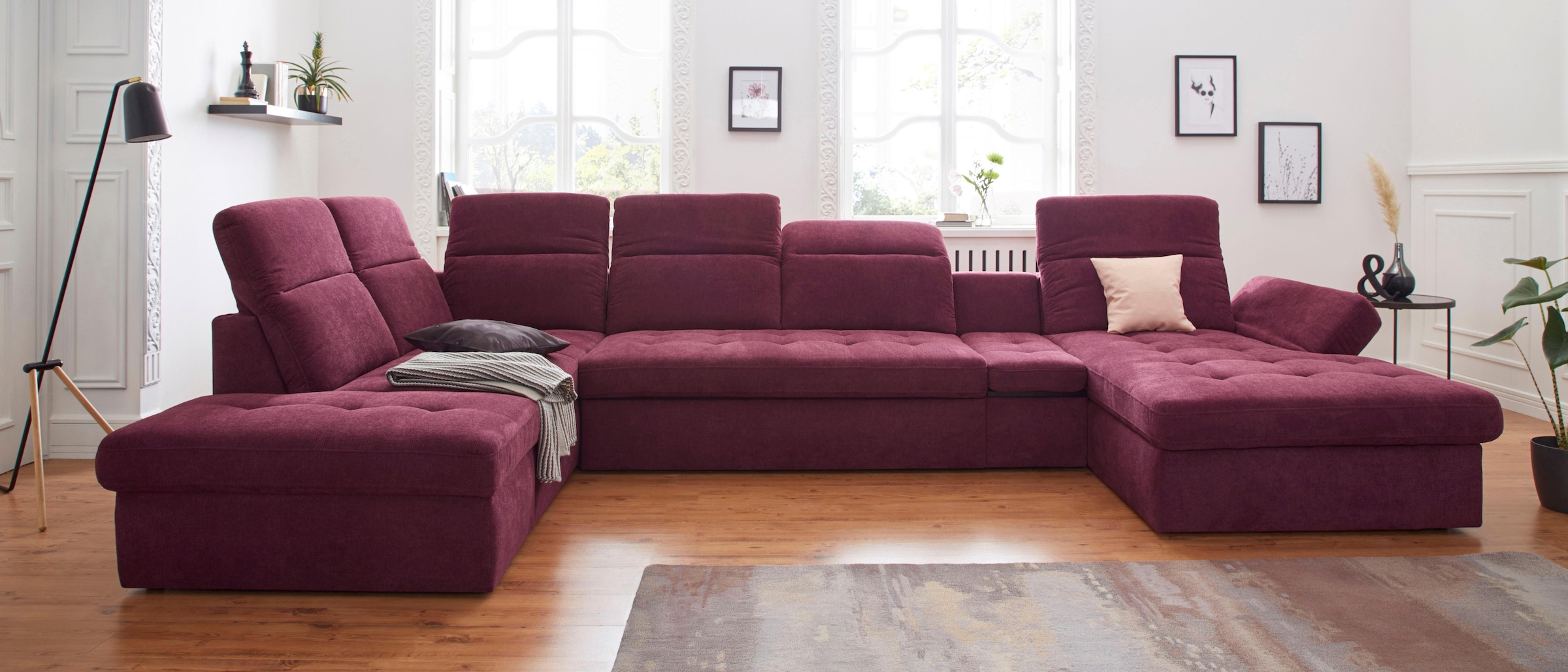 sit&more Wohnlandschaft »Stardust U-Form« inklusive Kopfteilverstellung, Armlehnenfunktion und Tischelement