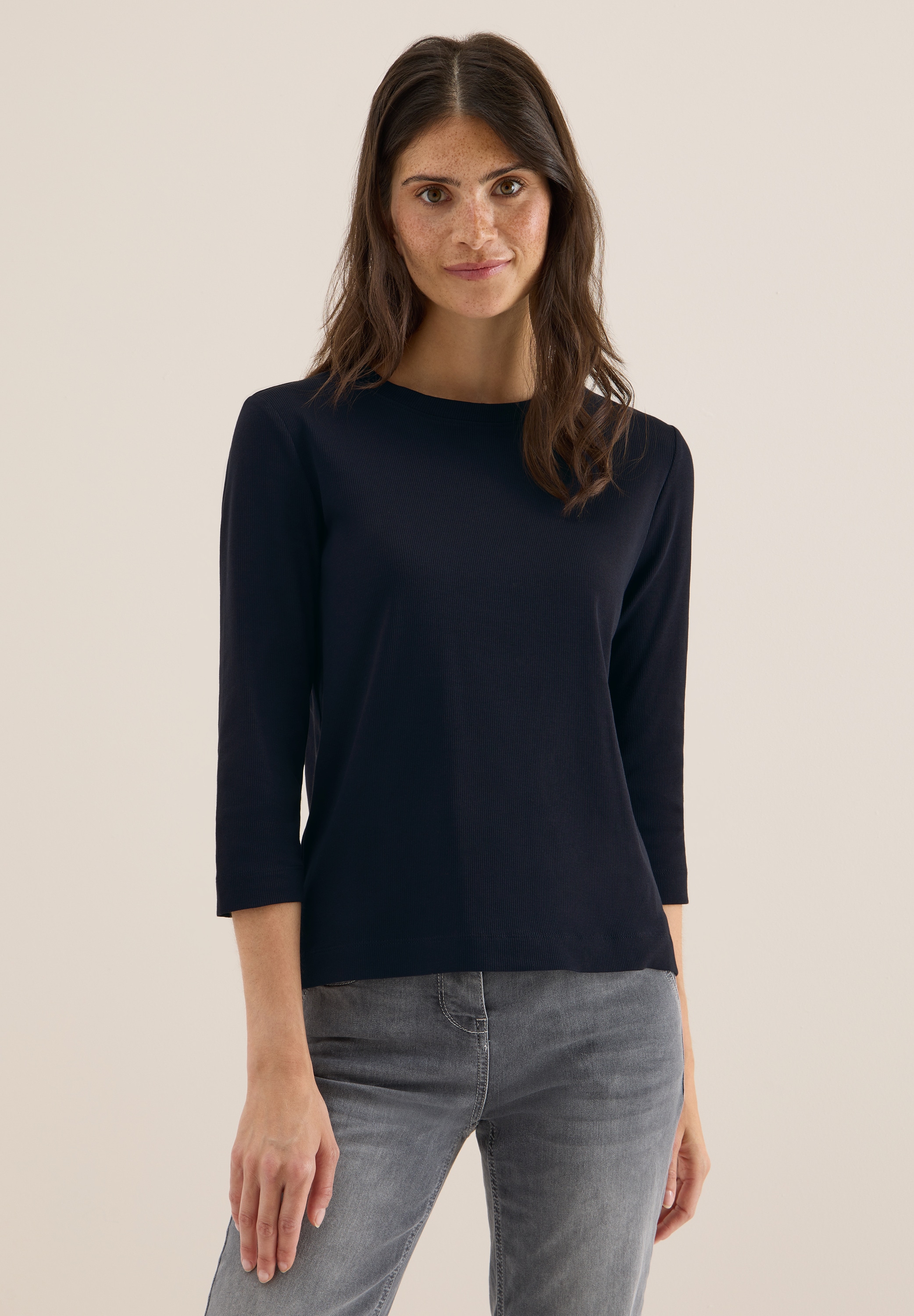 Cecil Rundhalsshirt, aus Baumwolle mit Stretchante günstig online kaufen