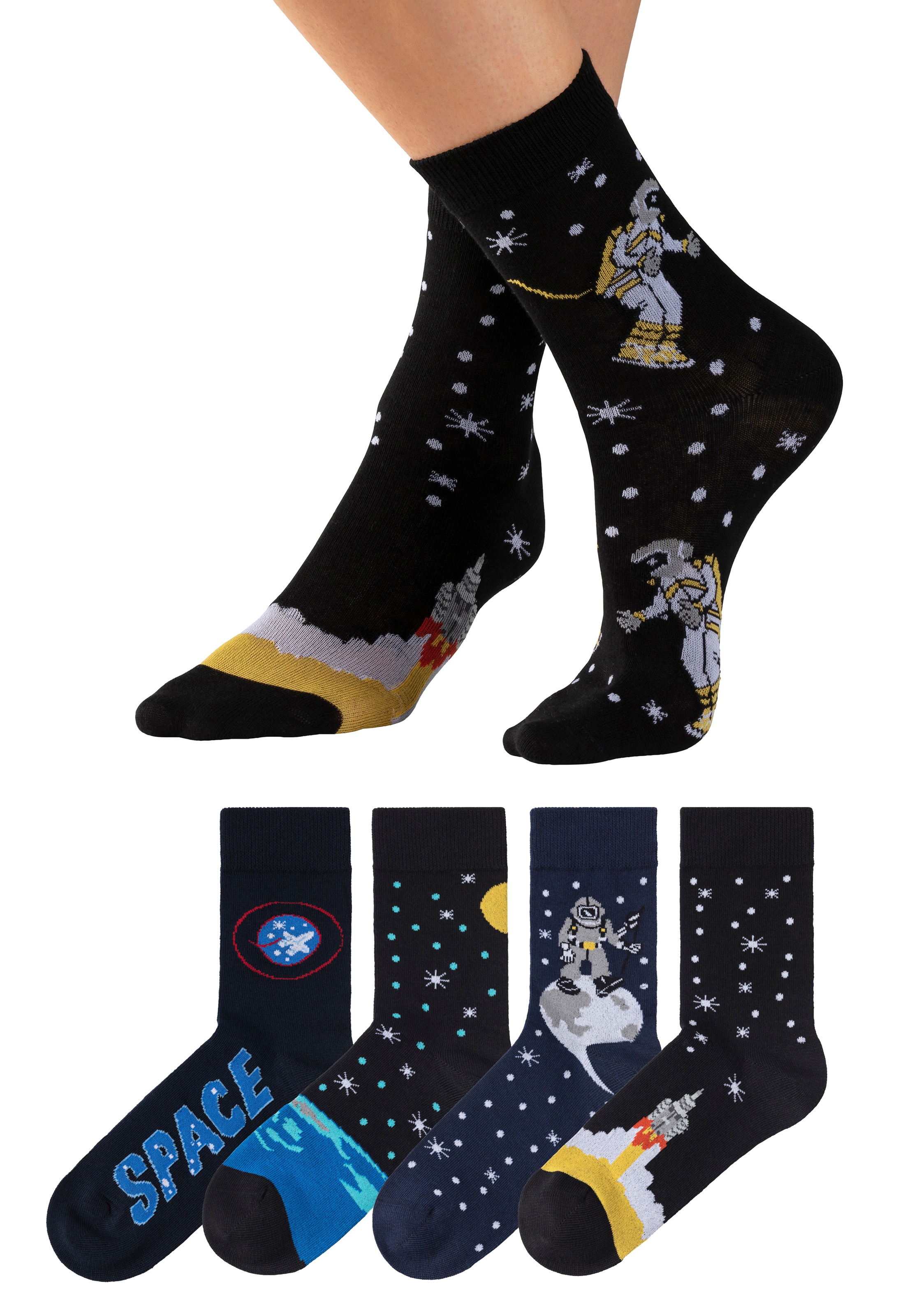 H.I.S Socken Packung, 4 Stk. tlg. mit eingestrickten Motiven günstig online kaufen