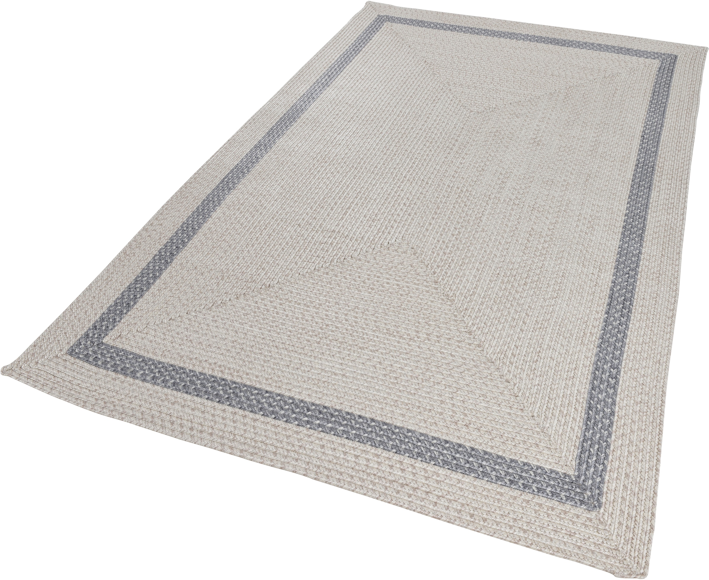 Gino Falcone Teppich »Benito« rechteckig 6 mm Höhe Flachgewebe, Uni Farben, mit Bordüre, In- und Outdoor geeignet
