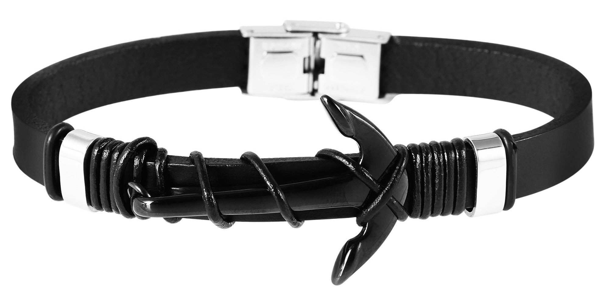 ADELIA ́S Damen Armband "Unisex Armband aus Leder 23 cm", 23cm, Lederschwarz, Leder, Armbänder, Zum Verschenken – ideal zum Valentinstag