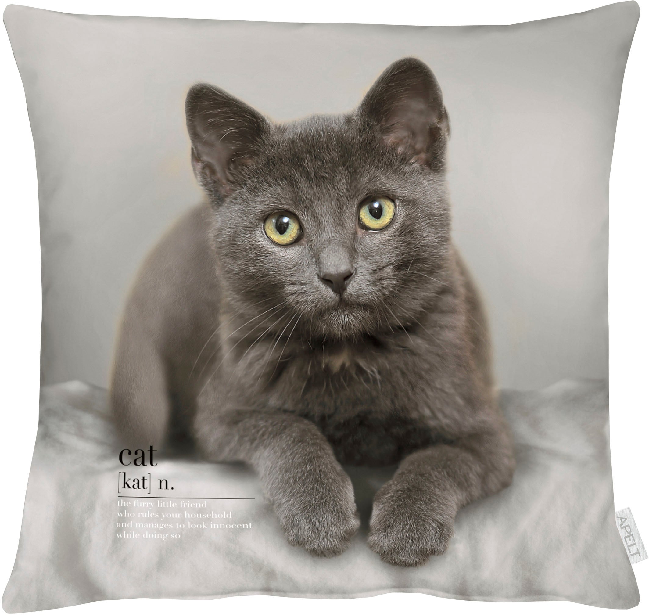 "Dekokissen APELT ""6870"" Gr. 1, grau (grau, bedruckt), B:45cm H:5cm L:45cm, Baumwolle, Polyester, Dekokissen_Sitzkissen_Kissenhüllen"