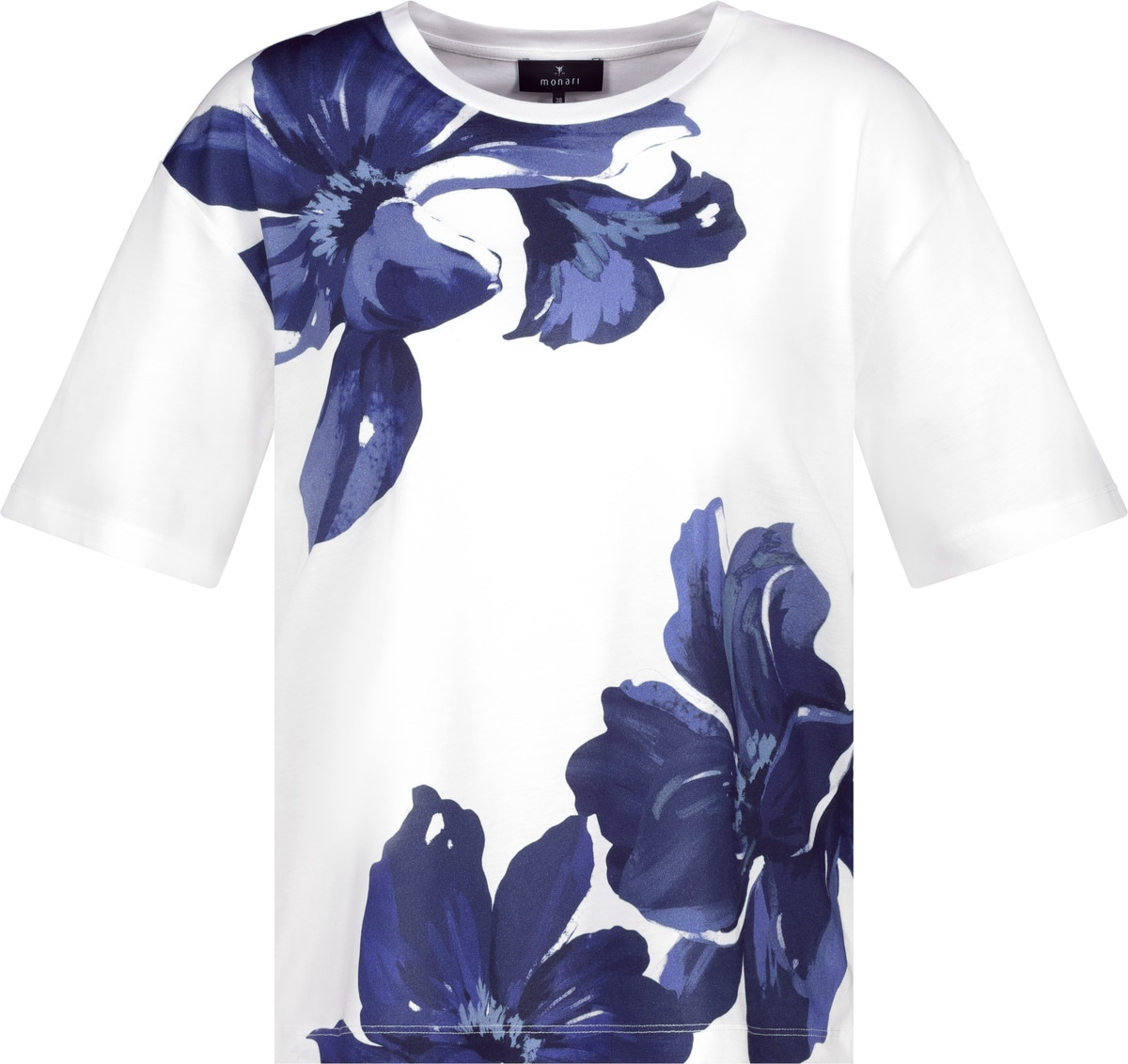Monari T-Shirt »Shirt Blumen plaziert«, Mit Rundhalsausschnitt